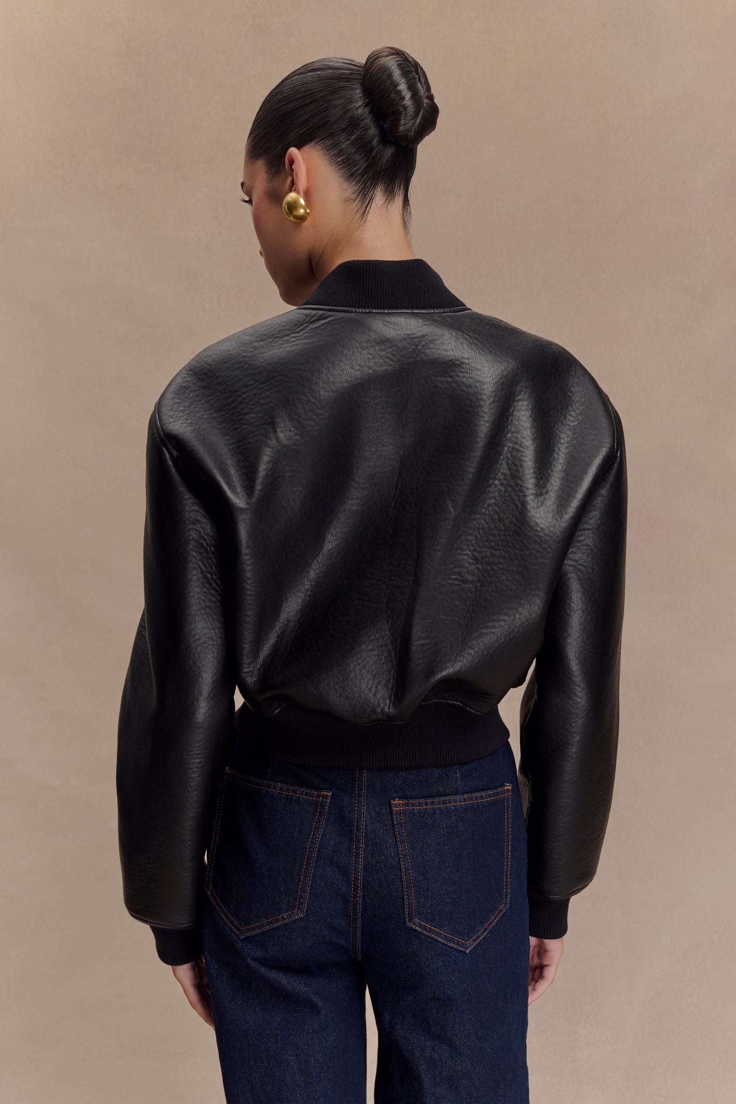 Bomber en simili cuir Codi - Noir
