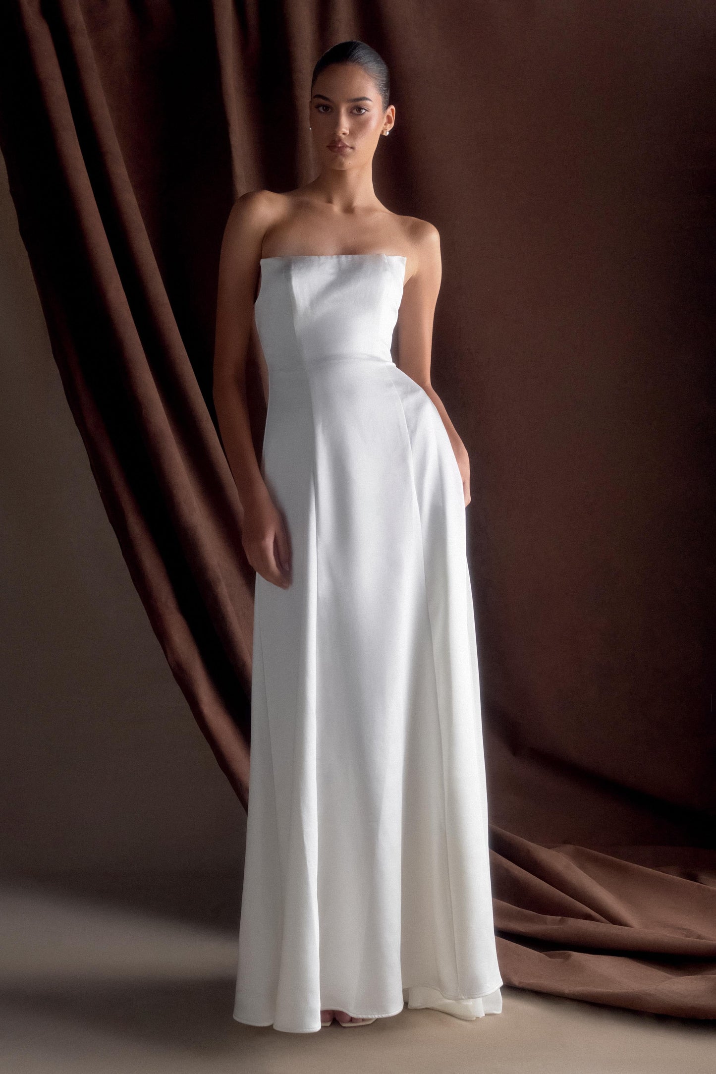 Robe Maxi Satin Sans Bretelles Rosella - Blanche