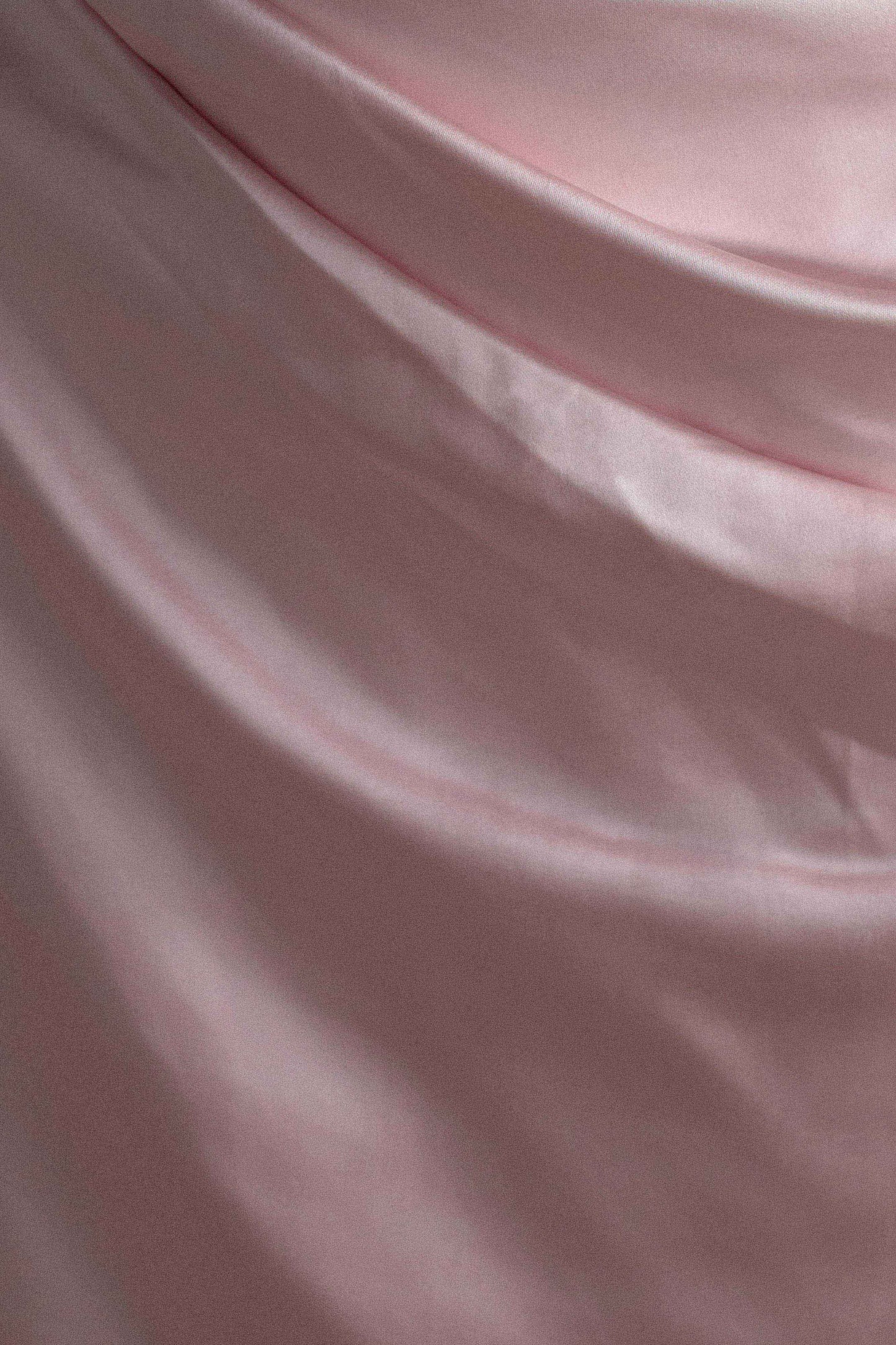 Robe Maxi en Satin Dalia à Manches Décolletées - Rose Poudré