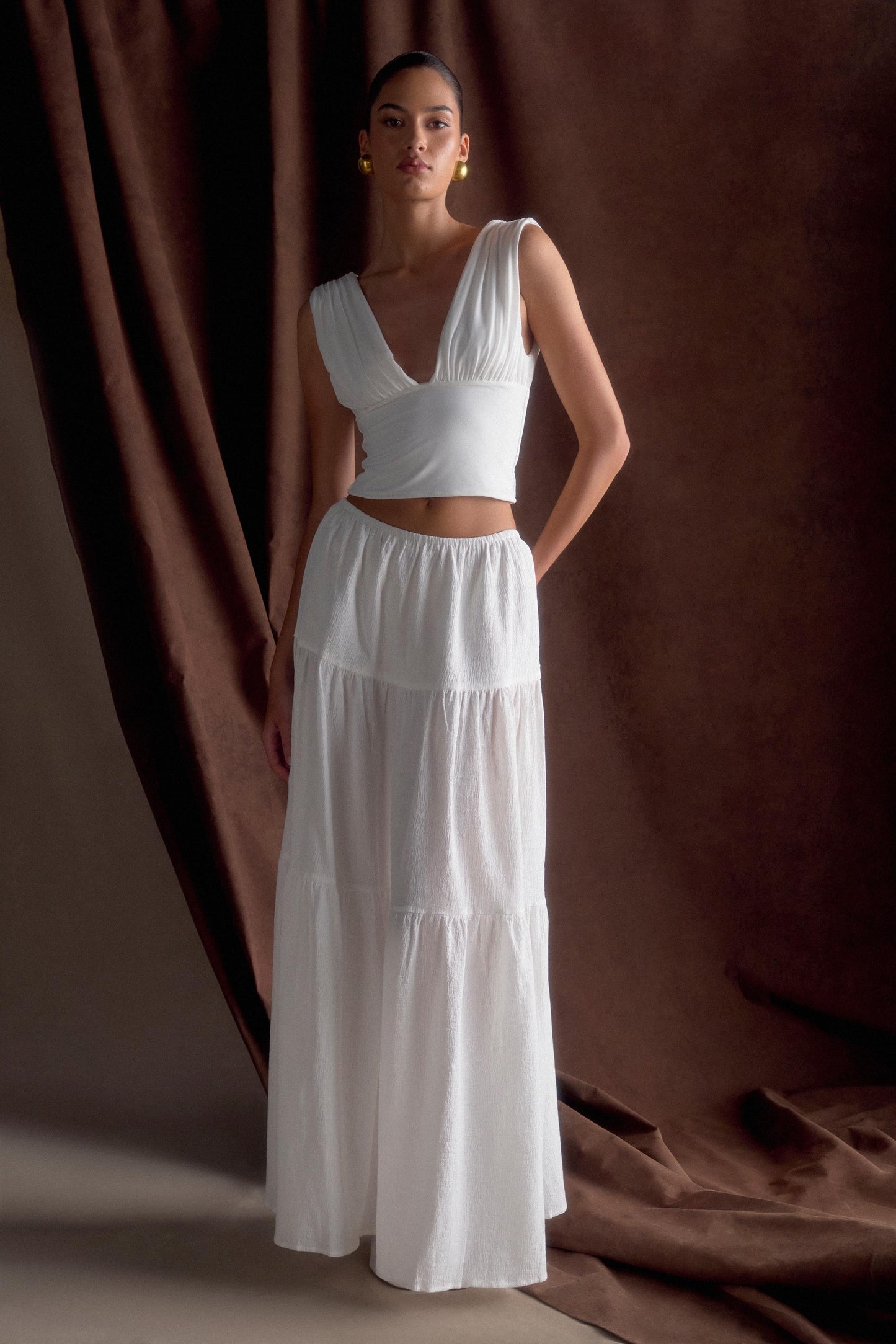 Jupe Maxi en Coton Jacinda - Blanche