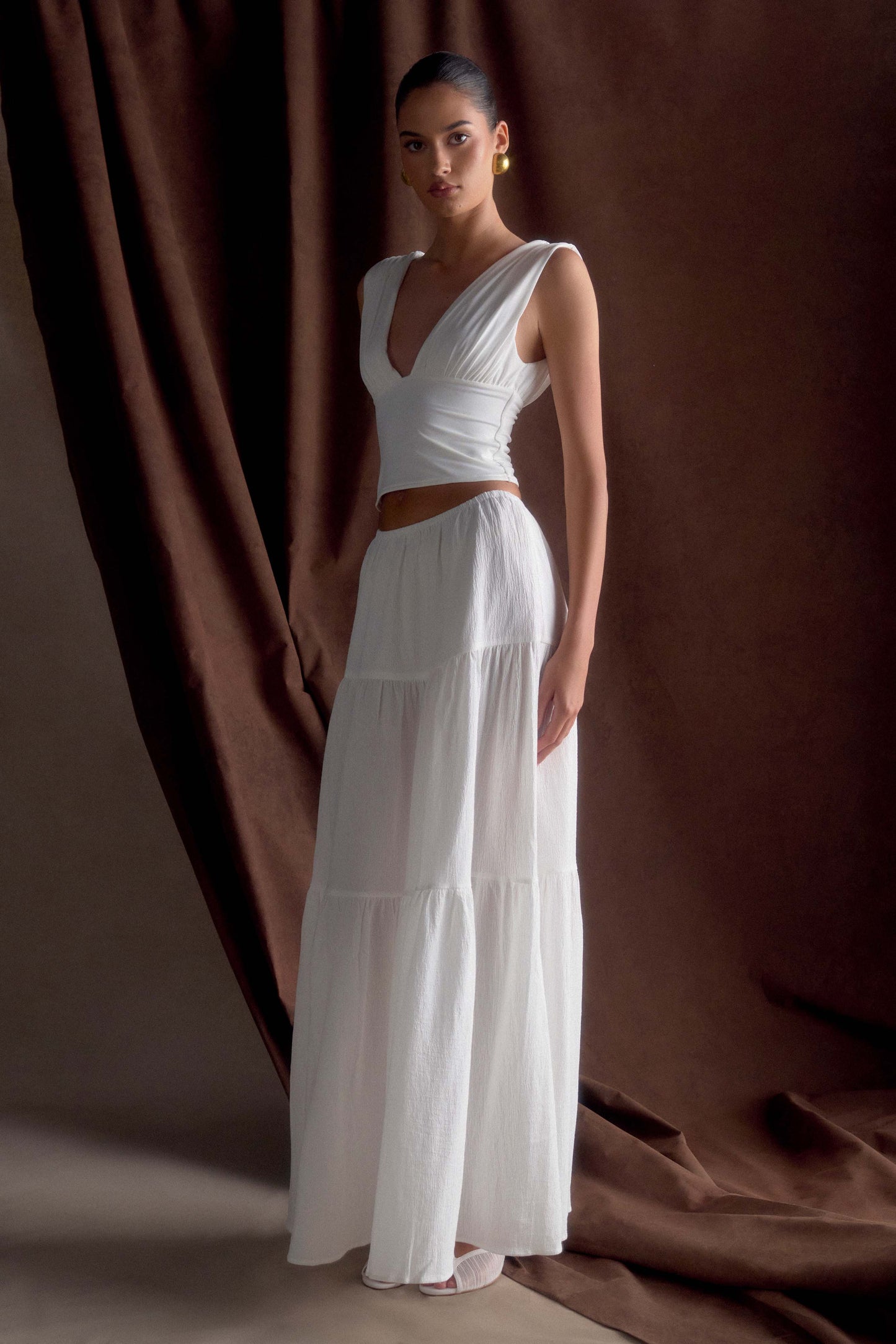 Jupe Maxi en Coton Jacinda - Blanche