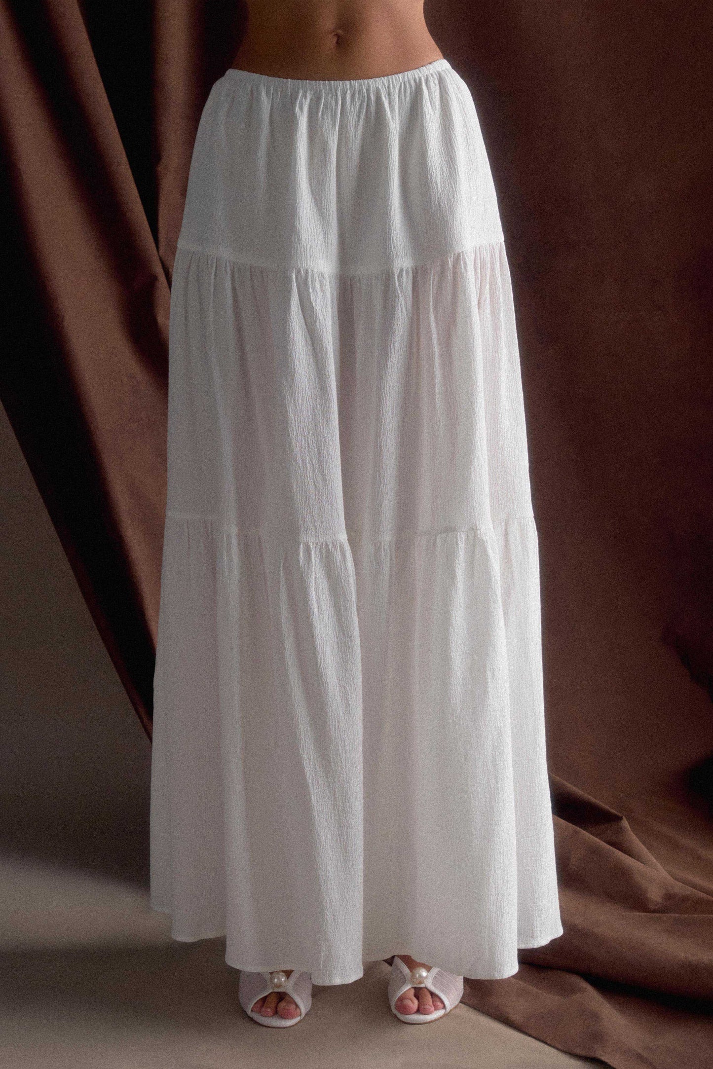 Jupe Maxi en Coton Jacinda - Blanche
