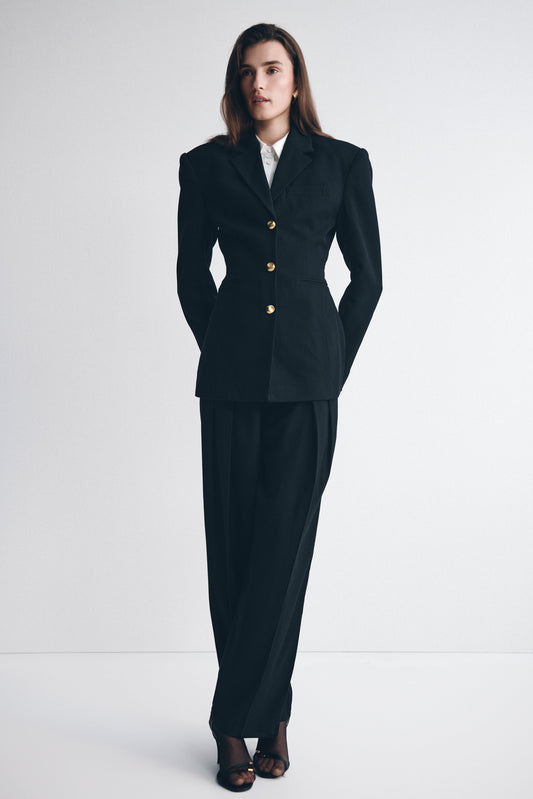 Pantalon à taille haute et plis Penelope - Noir