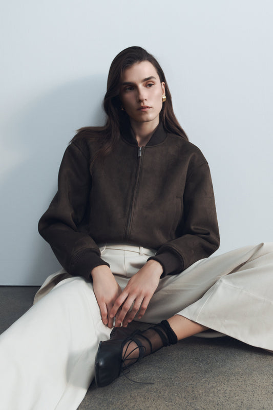 Veste bomber en daim Rudy - Chocolat