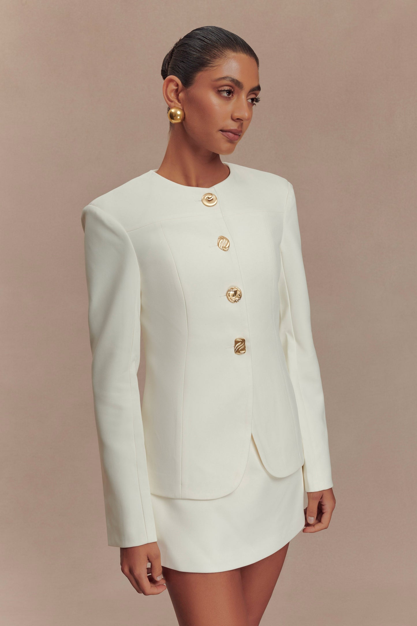 Blazer Asia à boutons mixtes - Ivoire