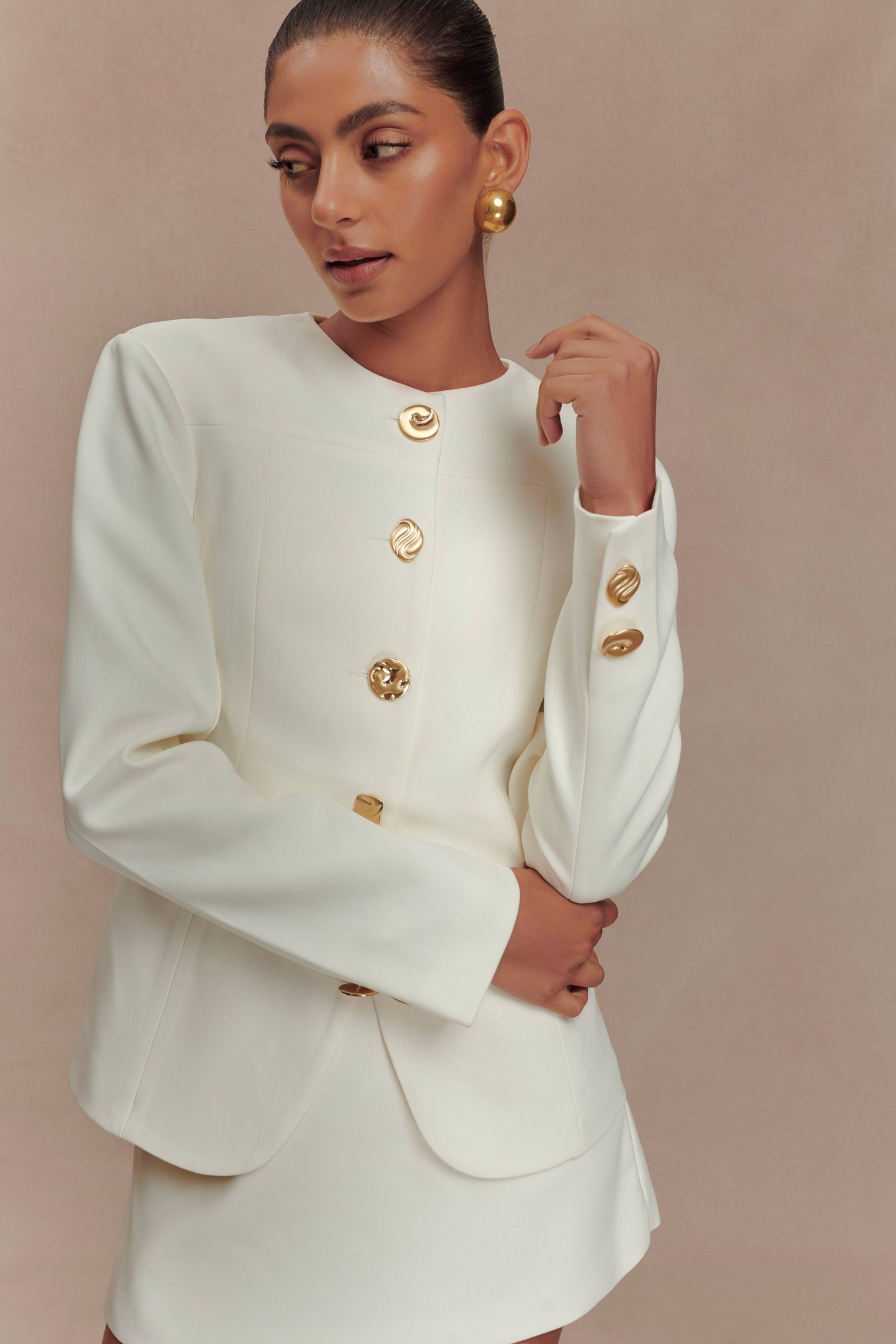 Blazer Asia à boutons mixtes - Ivoire