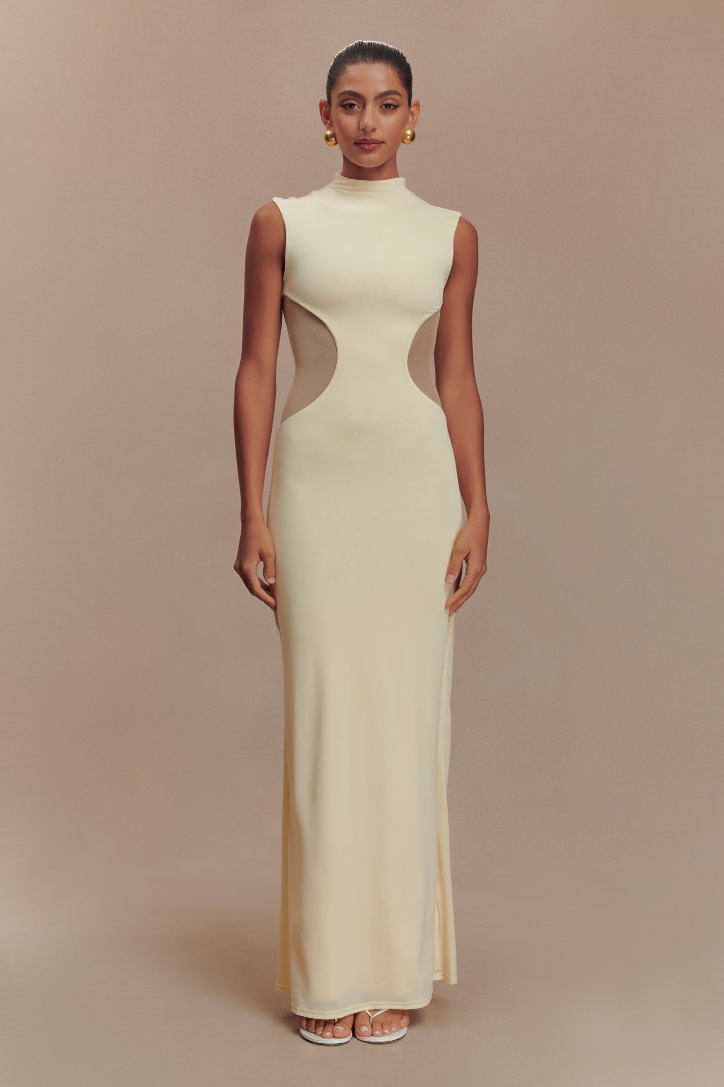 Robe Maxi Massie en Mousseline et Maille - Citron