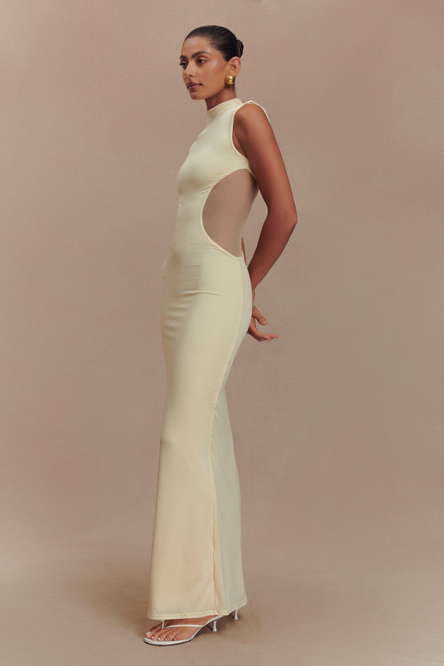 Robe Maxi Massie en Mousseline et Maille - Citron