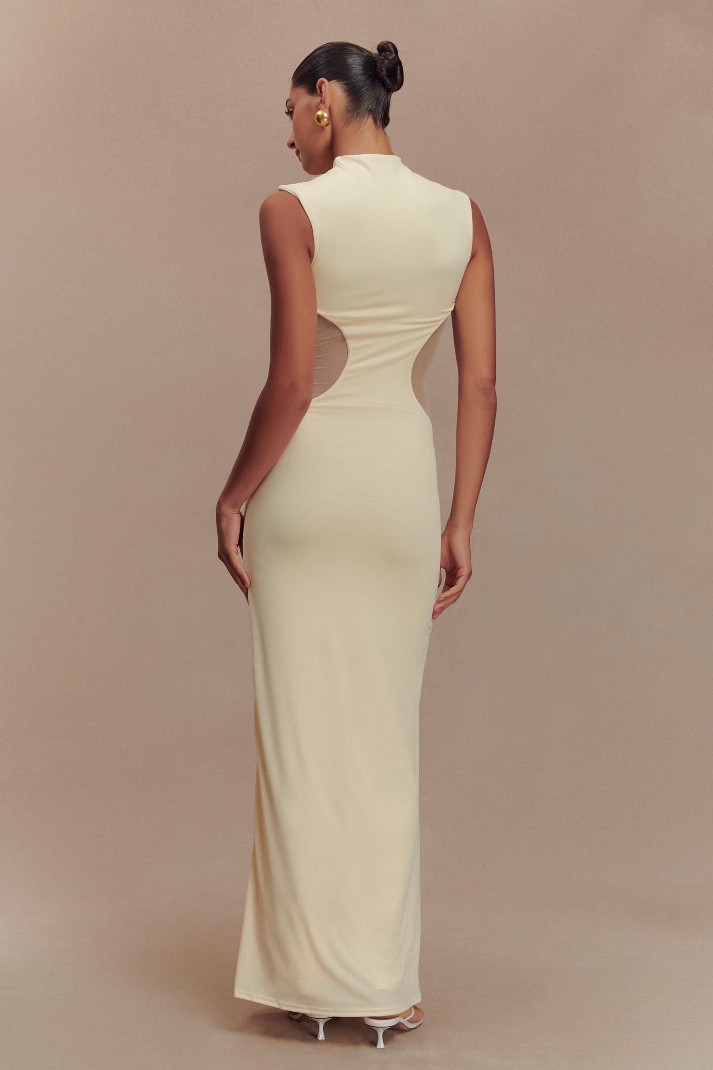 Robe Maxi Massie en Mousseline et Maille - Citron