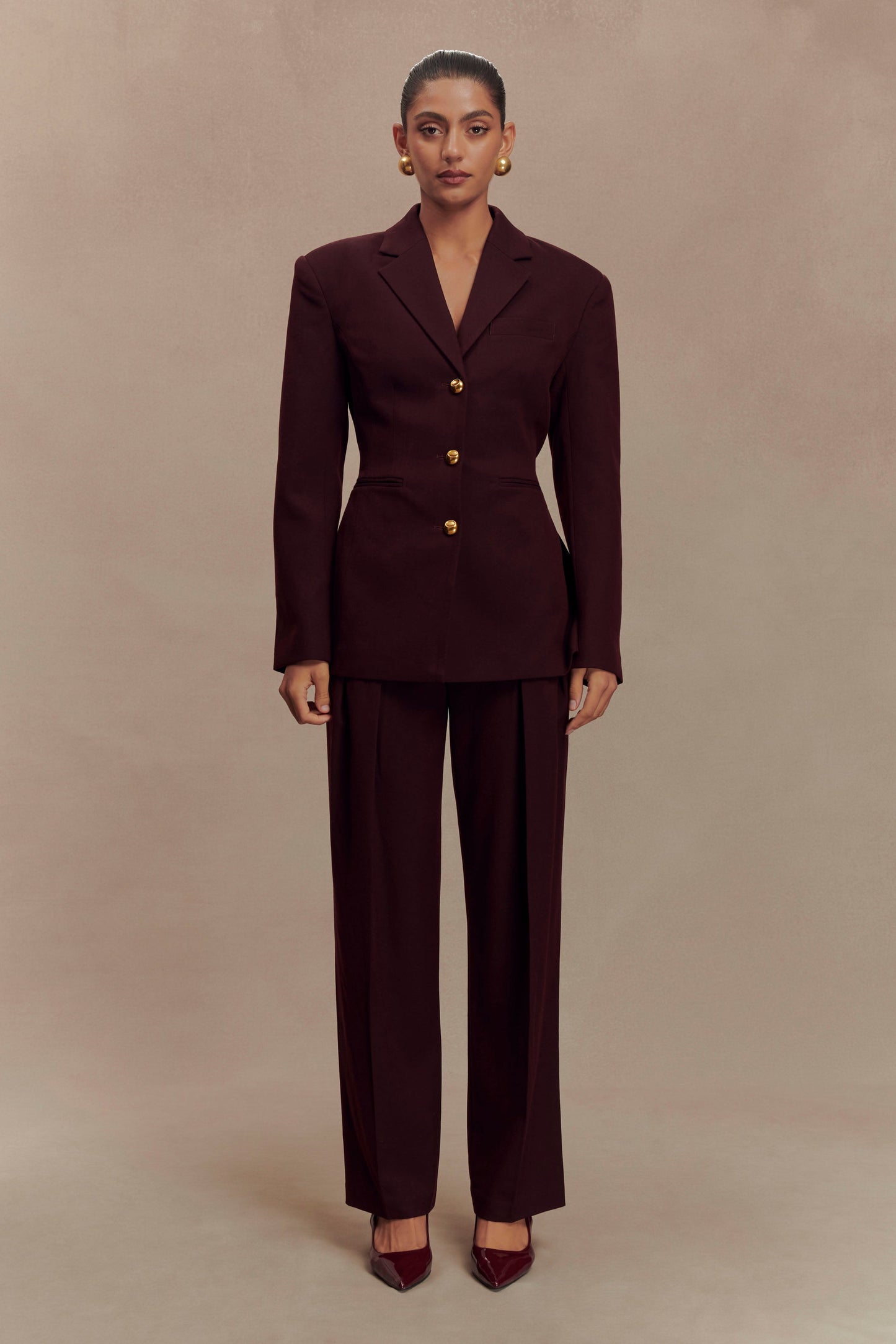 Blazer à taille ajustée Bellamy - Brun-rouge