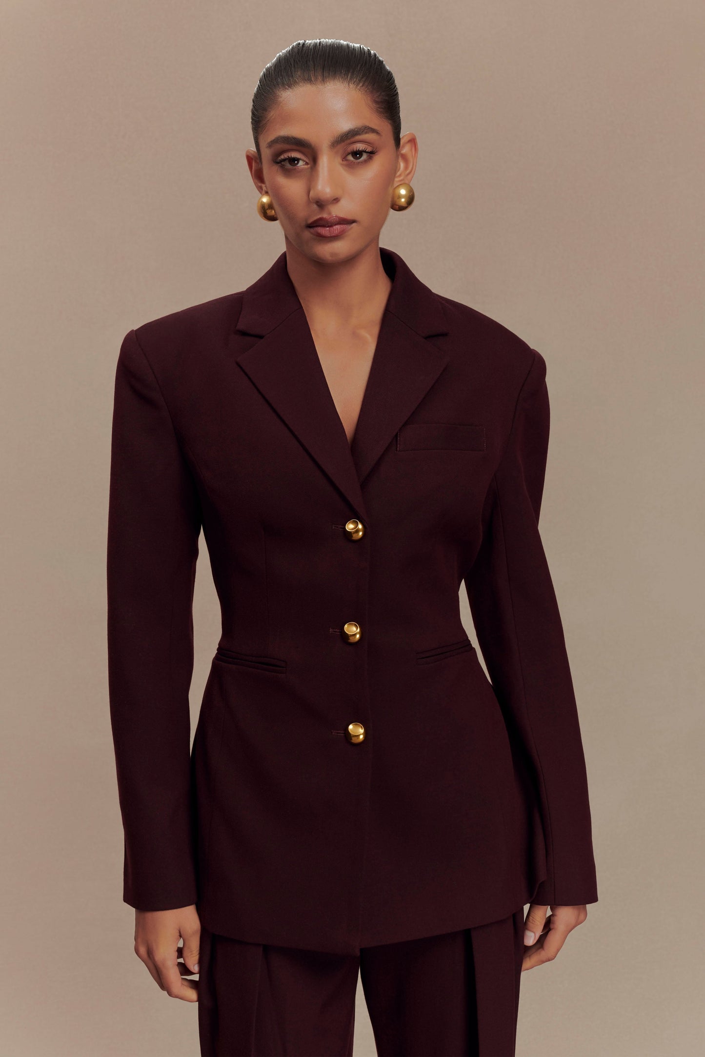 Blazer à taille ajustée Bellamy - Brun-rouge