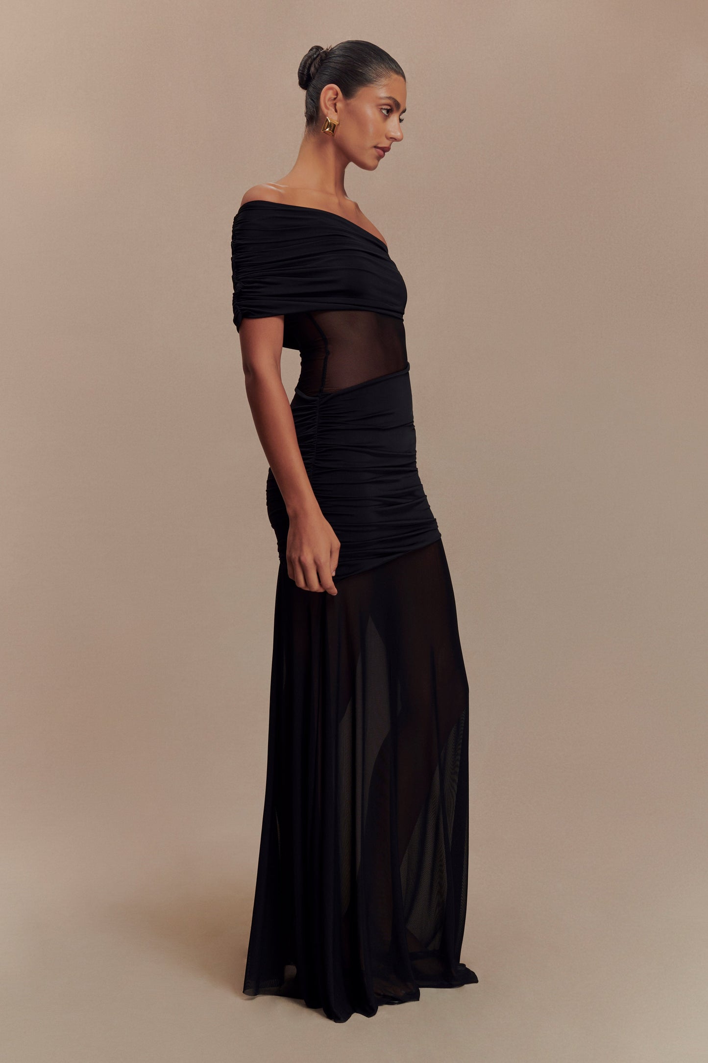 Robe Maxi en Maille à Une Épaule Dallas - Noir