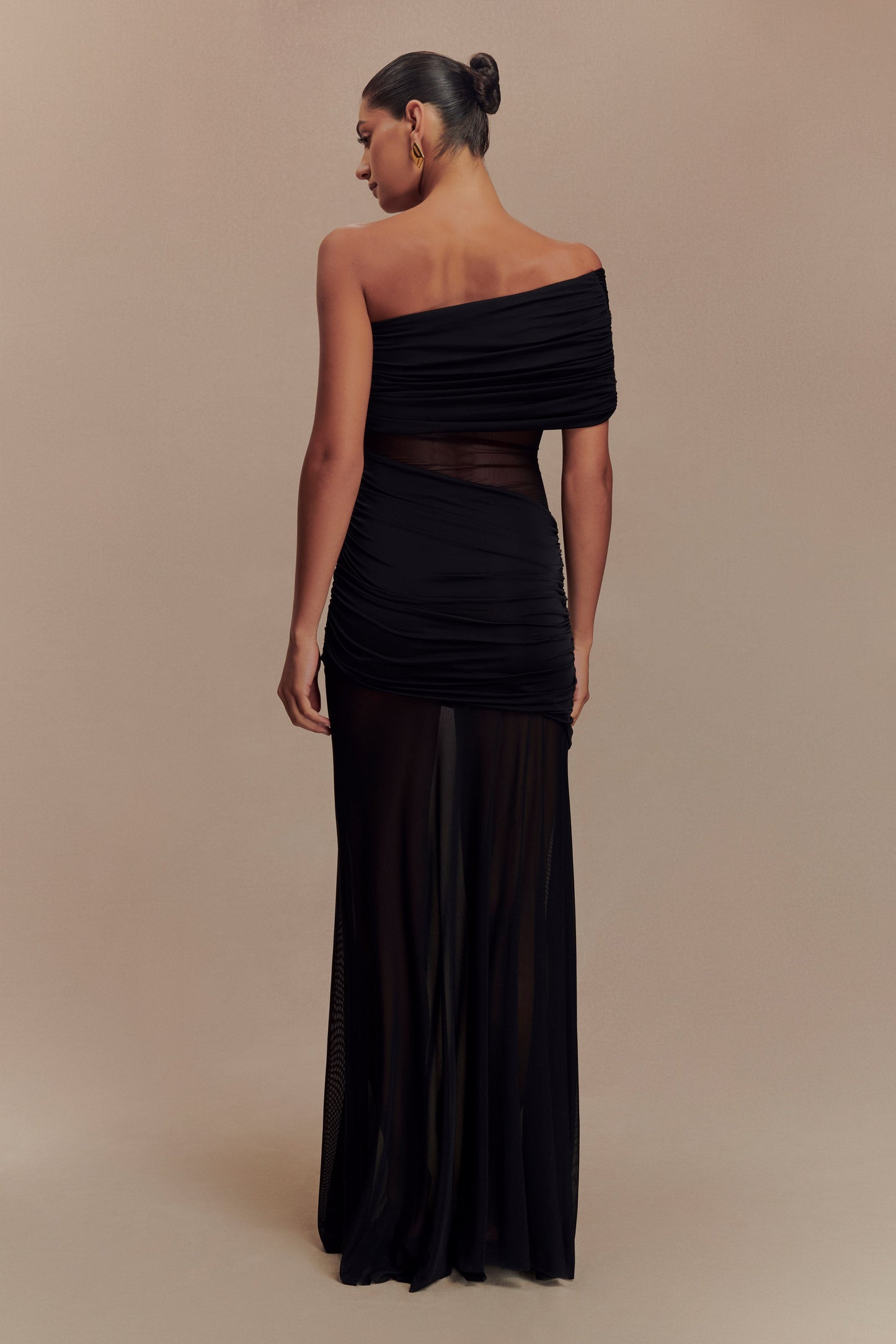 Robe Maxi en Maille à Une Épaule Dallas - Noir