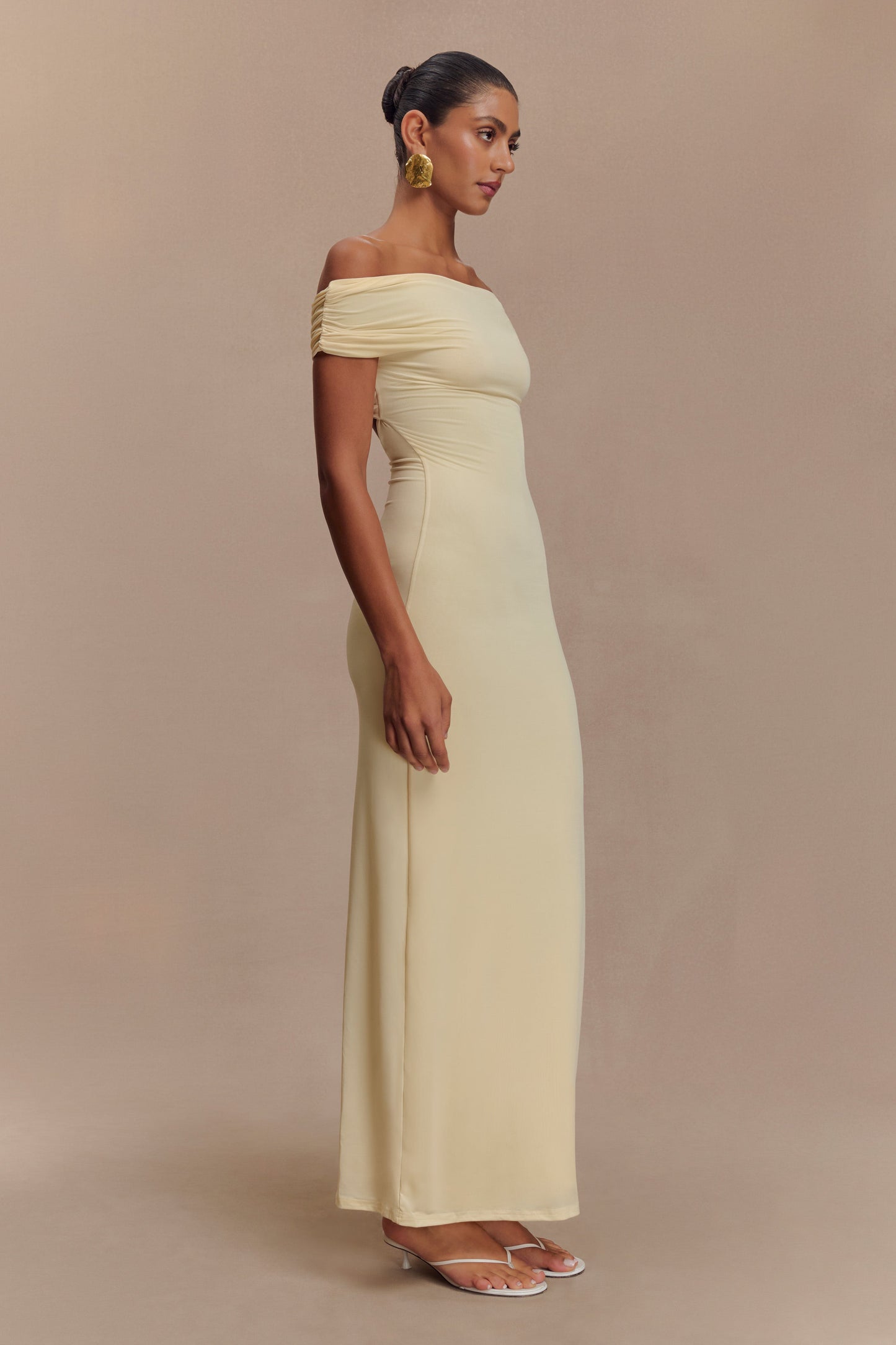 Imogen Robe Maxi Épaules Découvertes et Étroite - Citron