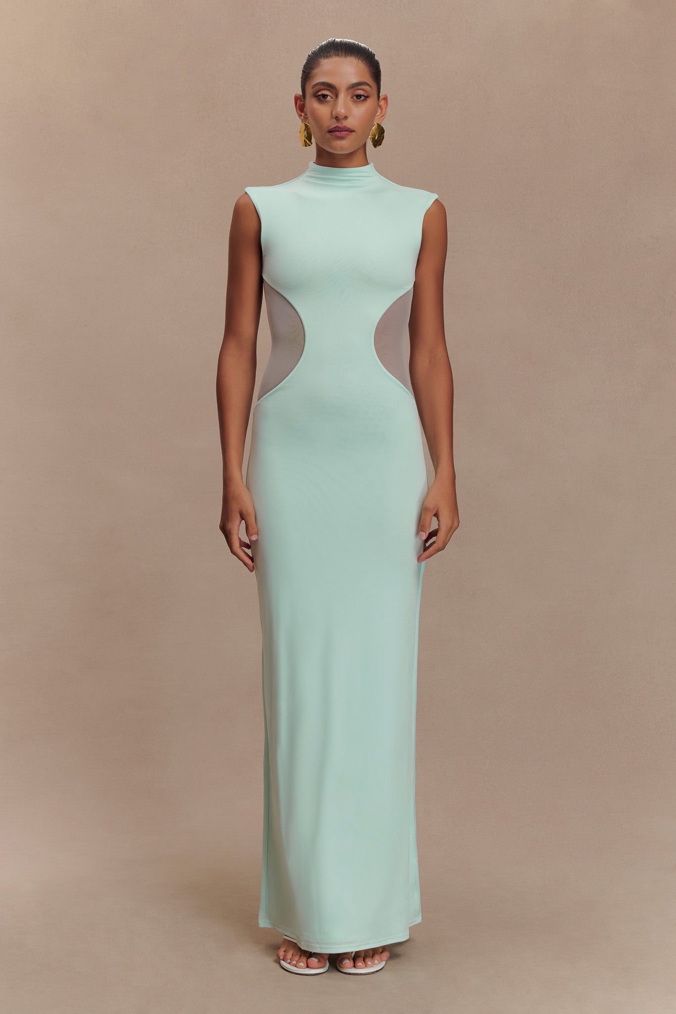 Robe Maxi Massie en Jersey et Maille - Lagoon