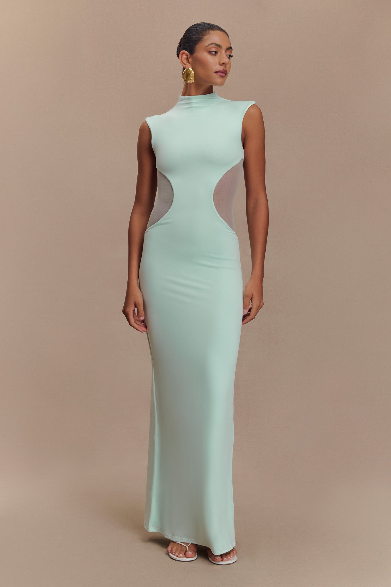 Robe Maxi Massie en Jersey et Maille - Lagoon