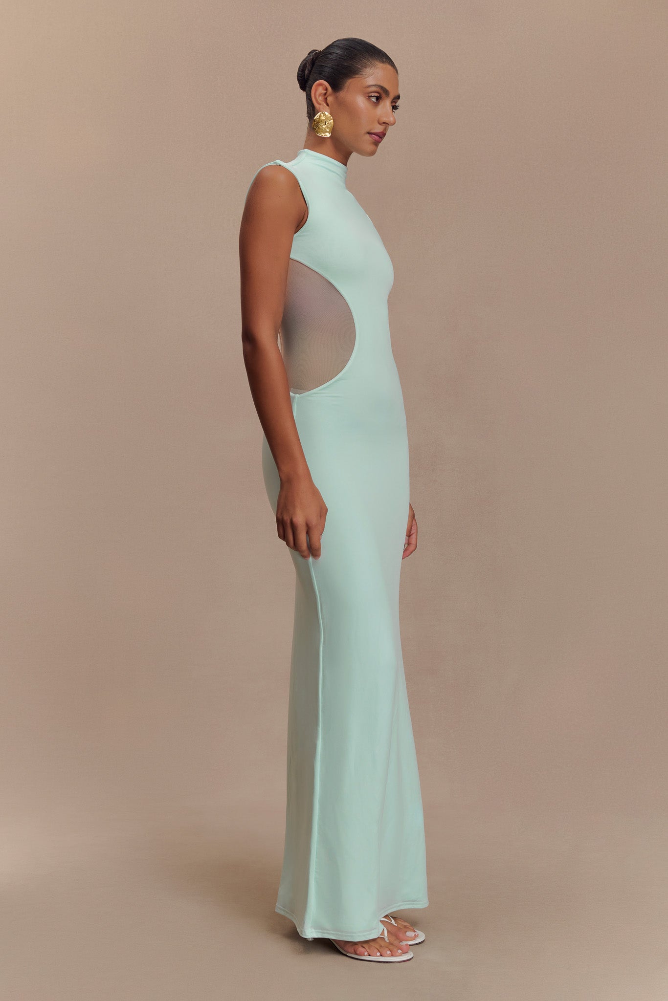 Robe Maxi Massie en Jersey et Maille - Lagoon