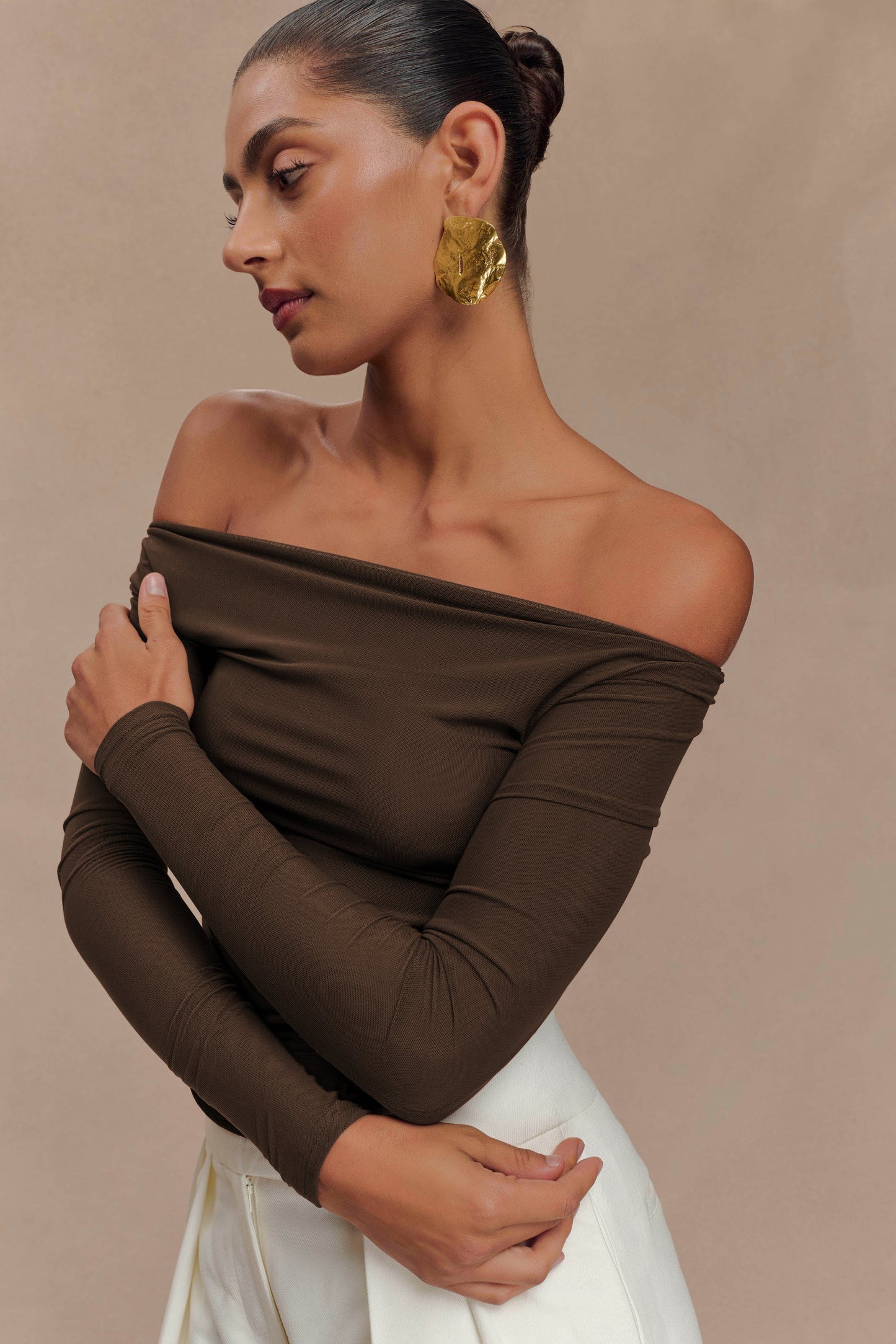 Colette Haut en Maille à Col Rond - Chocolat Noir