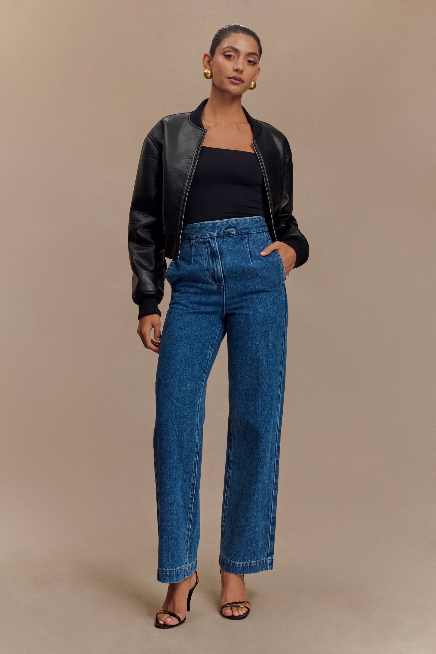 Bomber en simili cuir Codi - Noir
