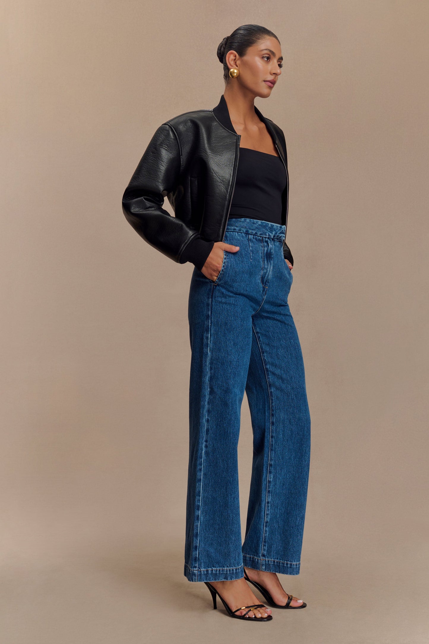 Bomber en simili cuir Codi - Noir