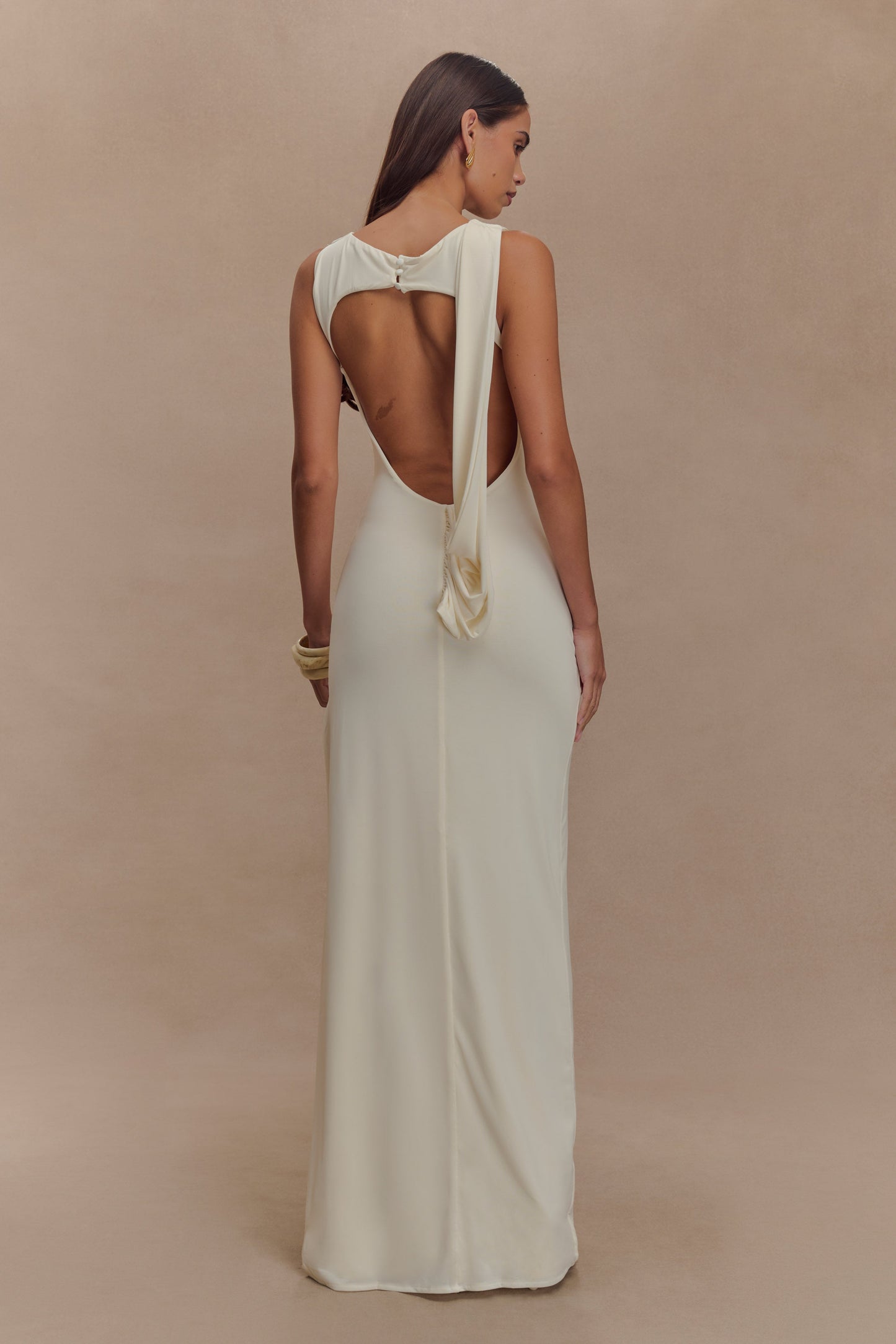 Robe Maxi Henley à drapé fluide - Ivoire