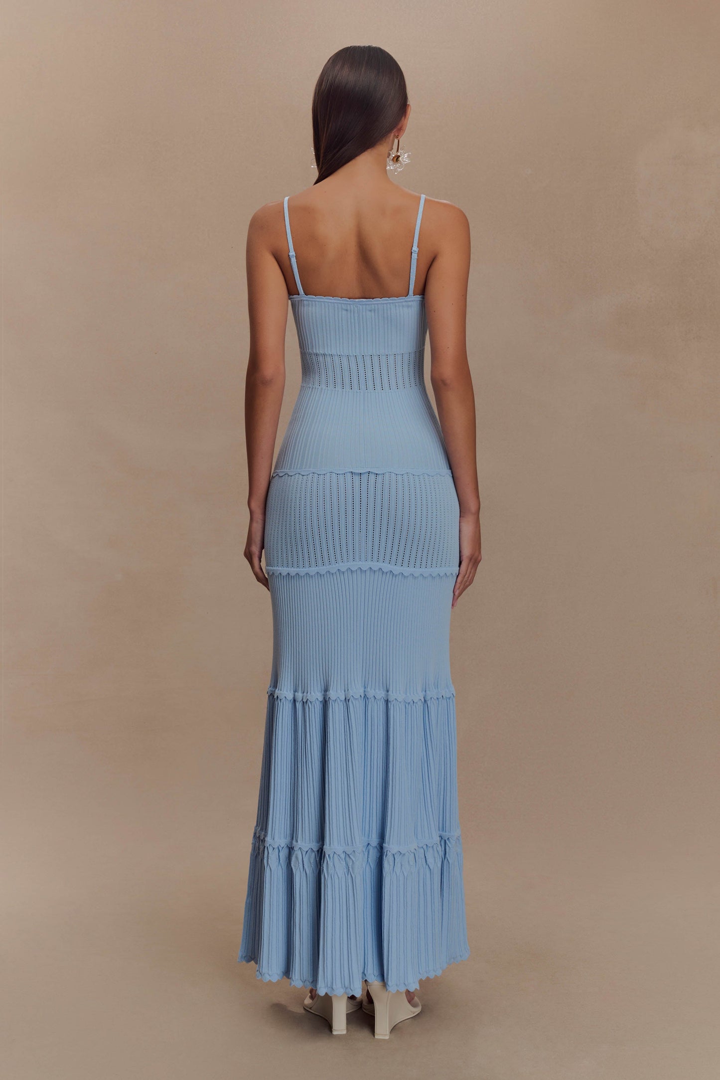 Robe Maxi en Tricot Pointelle Finley - Bleu Bleuâtre