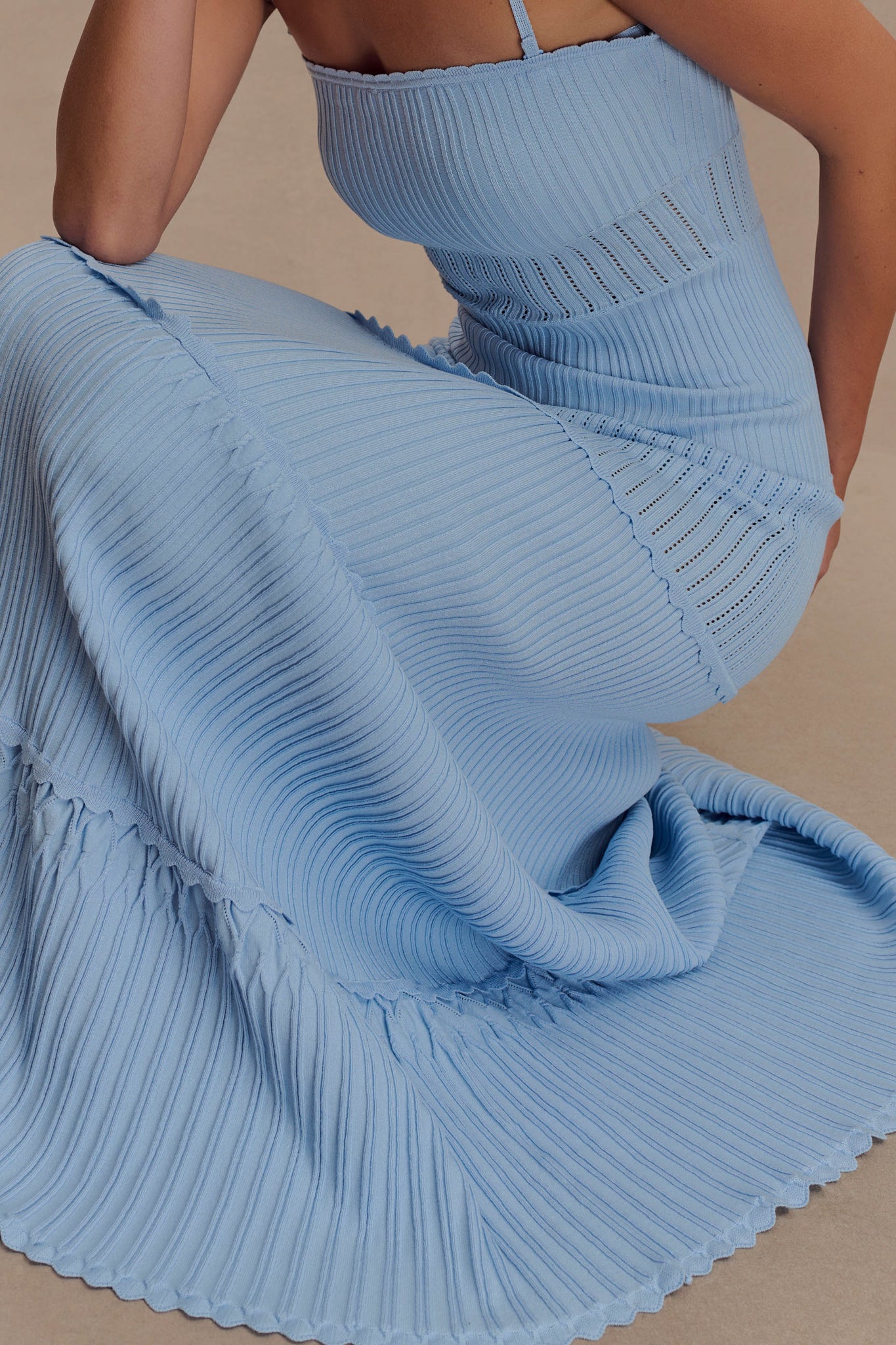 Robe Maxi en Tricot Pointelle Finley - Bleu Bleuâtre