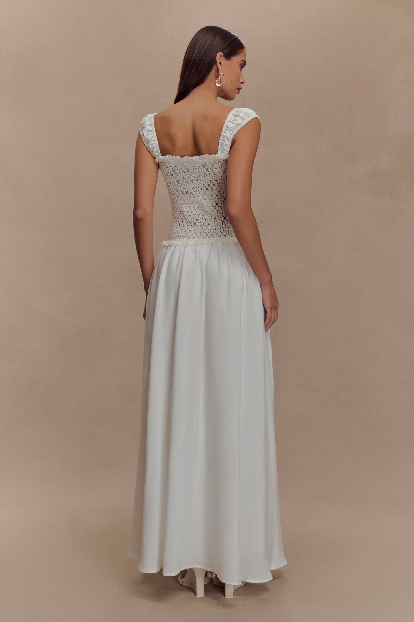 Robe midi en tricot pointelle Tahlia - Blanc