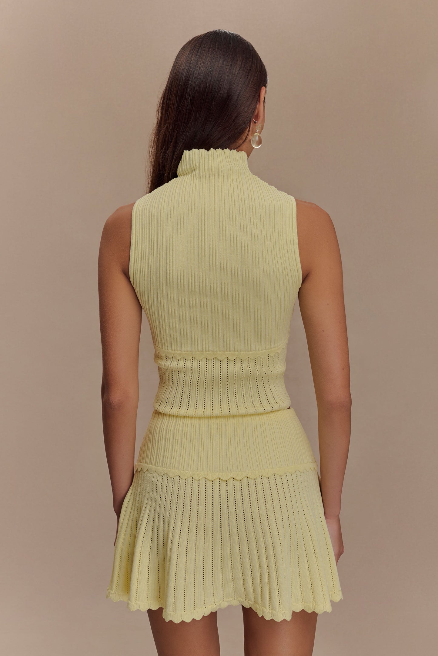 Jupe mini en tricot pointelle Indy - Citron