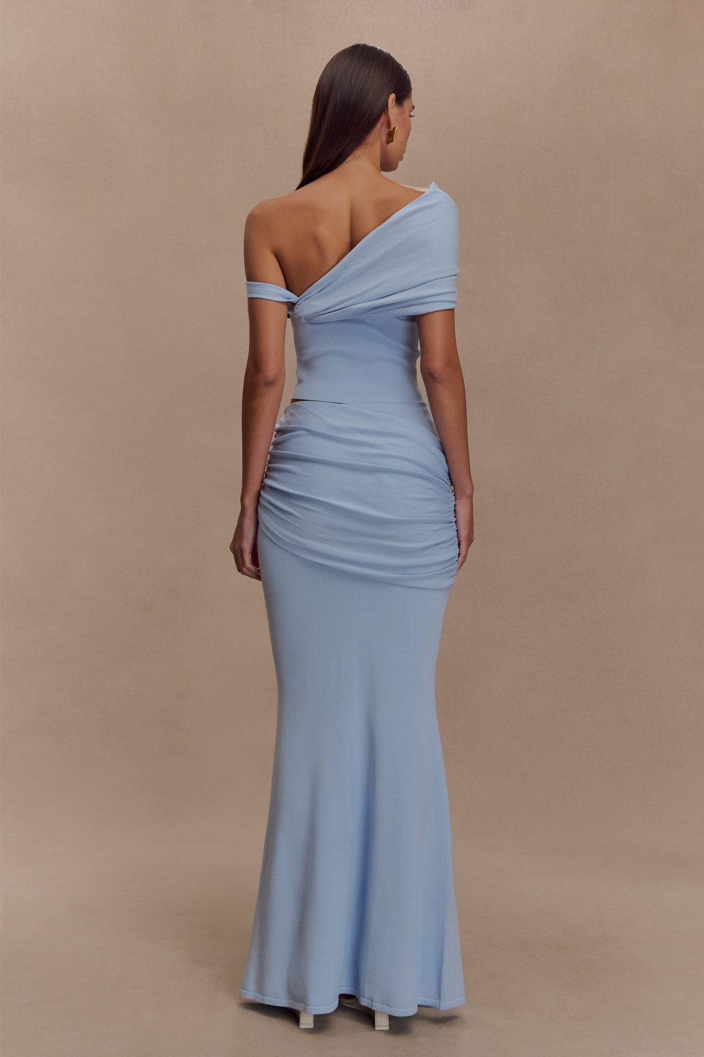 Jupe Maxi en Tricot Plissé Irene - Bleu