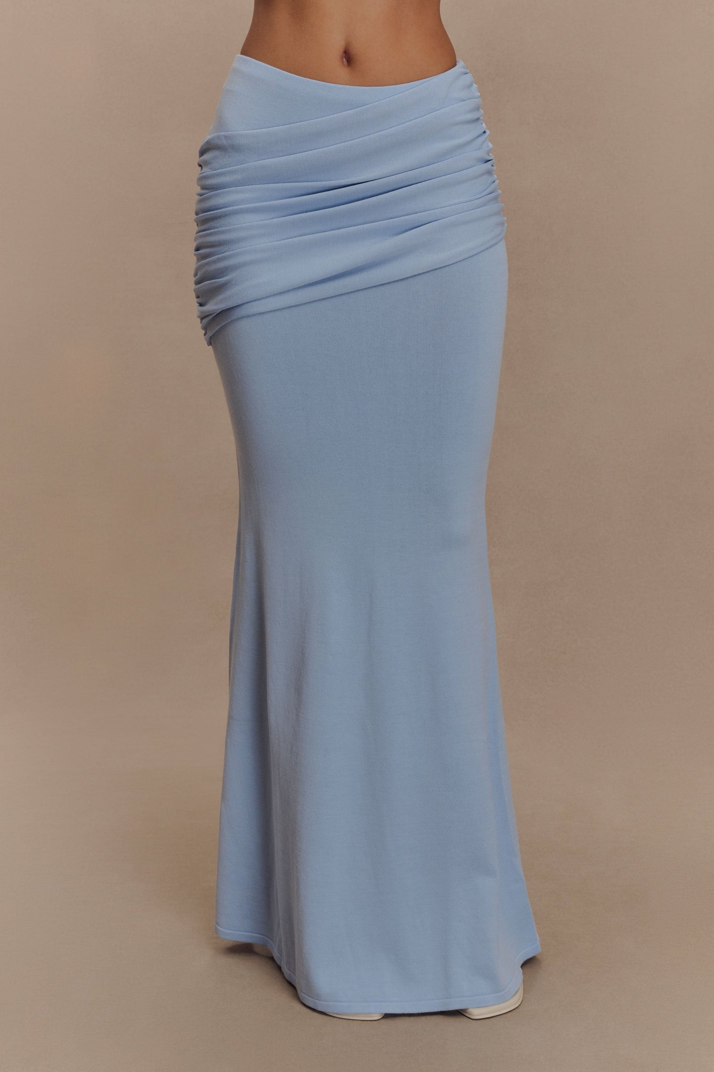 Jupe Maxi en Tricot Plissé Irene - Bleu