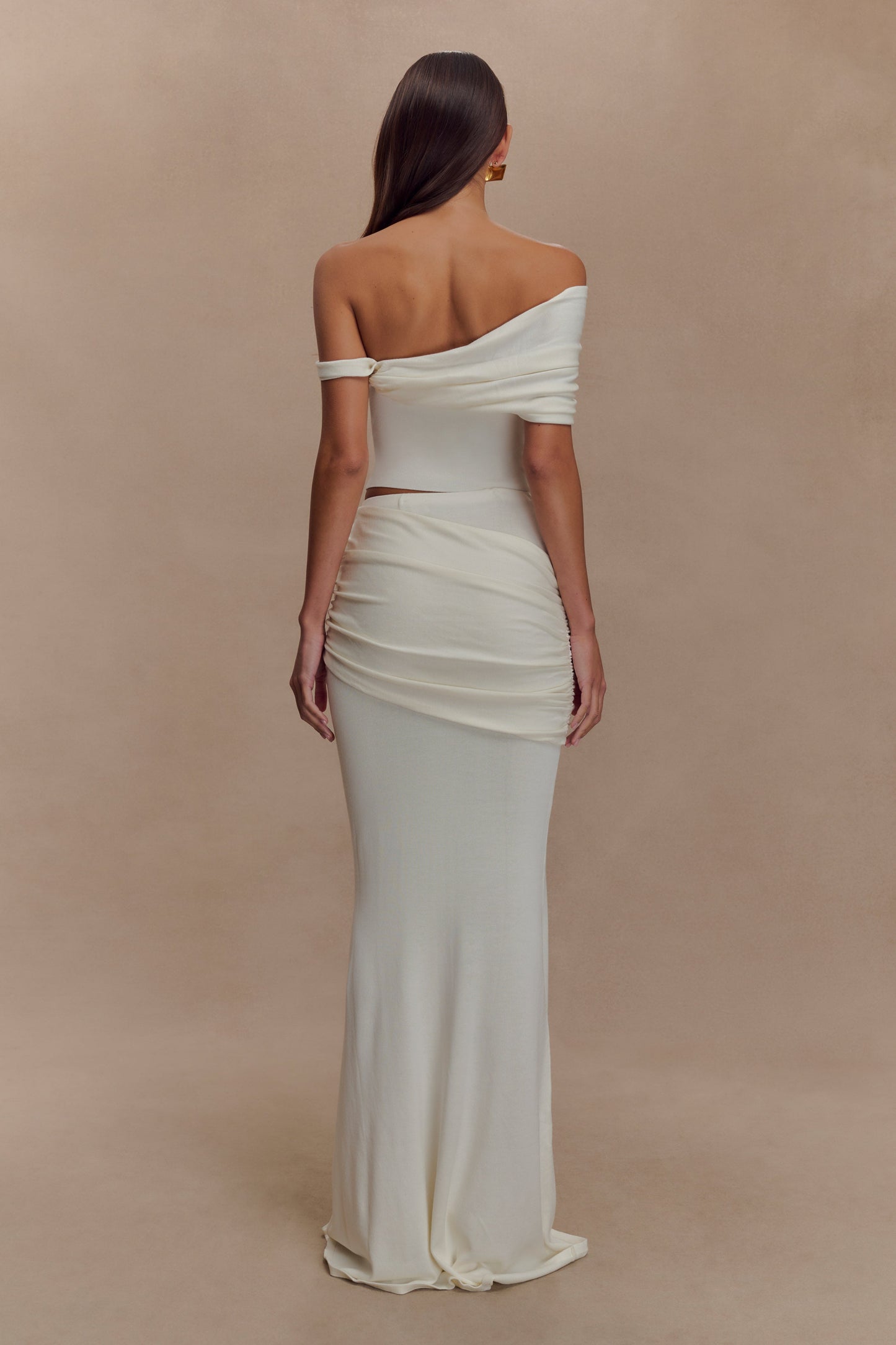 Jupe Maxi Tricot Plissée Irene - Ivoire