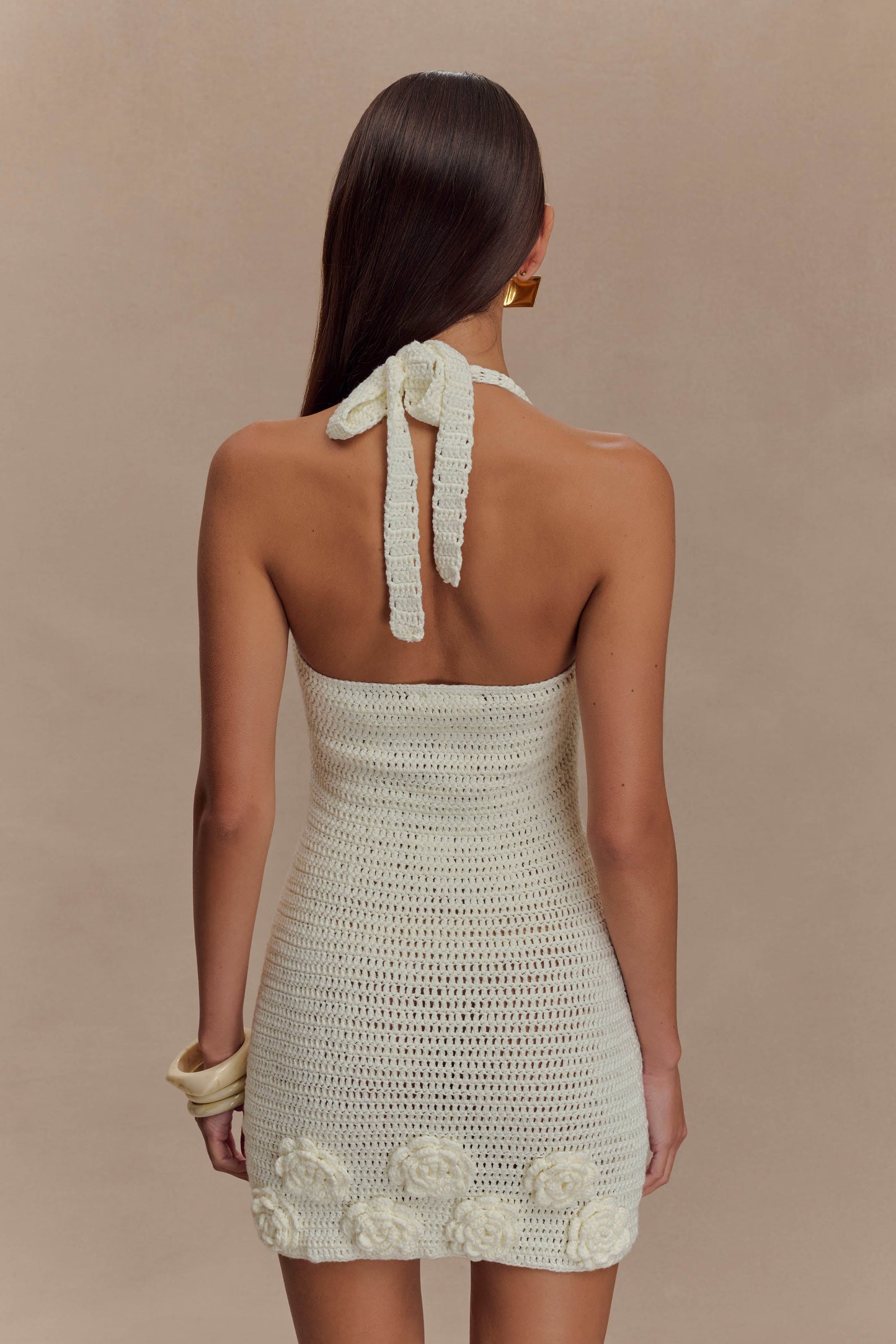 Mini-robe en crochet floral Liyah - Ivoire