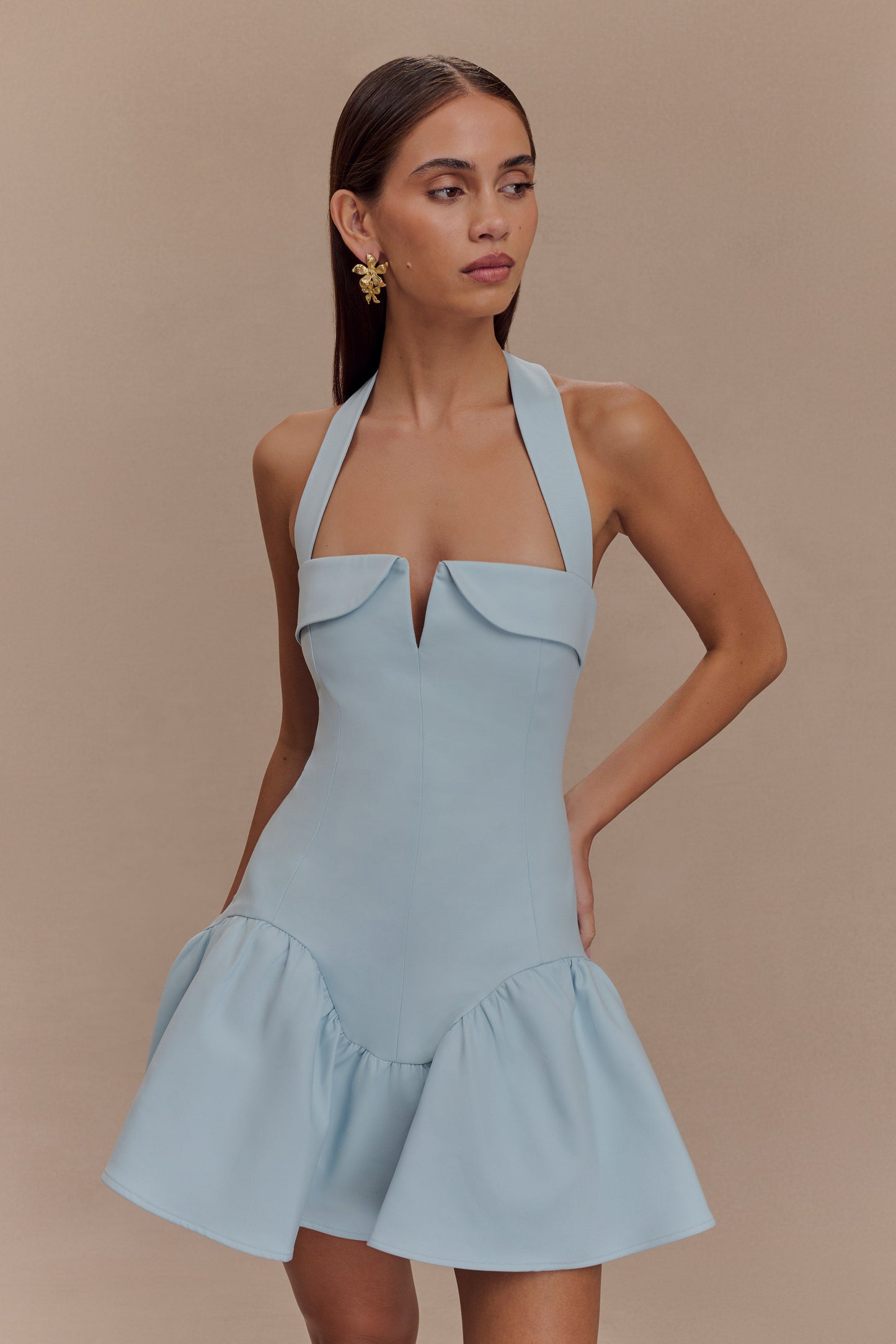 Mini-robe à bretelles Calipso - Bleu bleuet