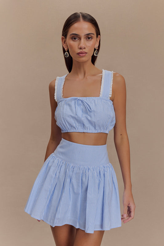Crop top sans manches Gretel - rayures bleues