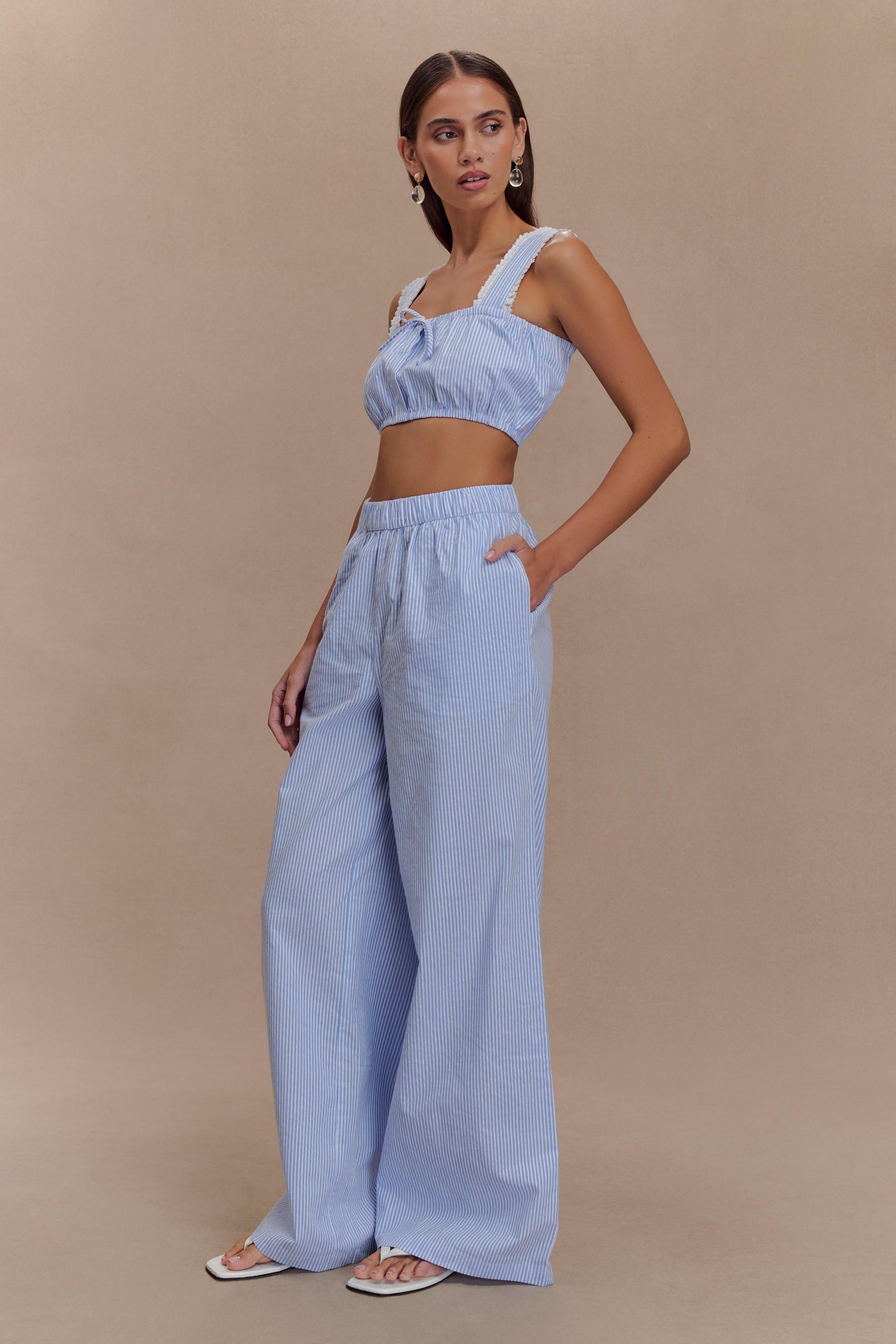 Pantalon à larges jambes Hansen - Rayures bleues