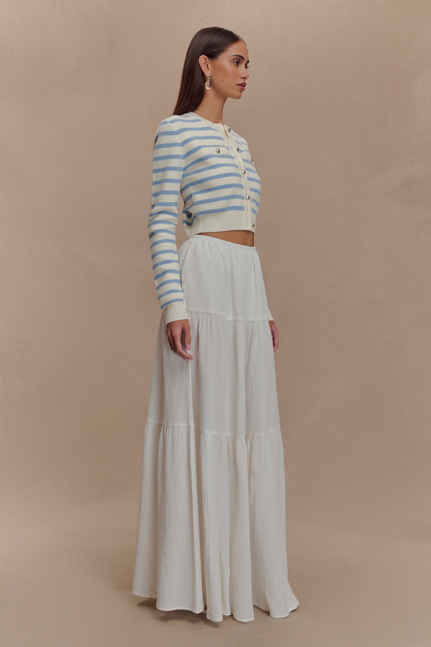 Cardigan en tricot rayé Tanner - Bleu clair/blanc