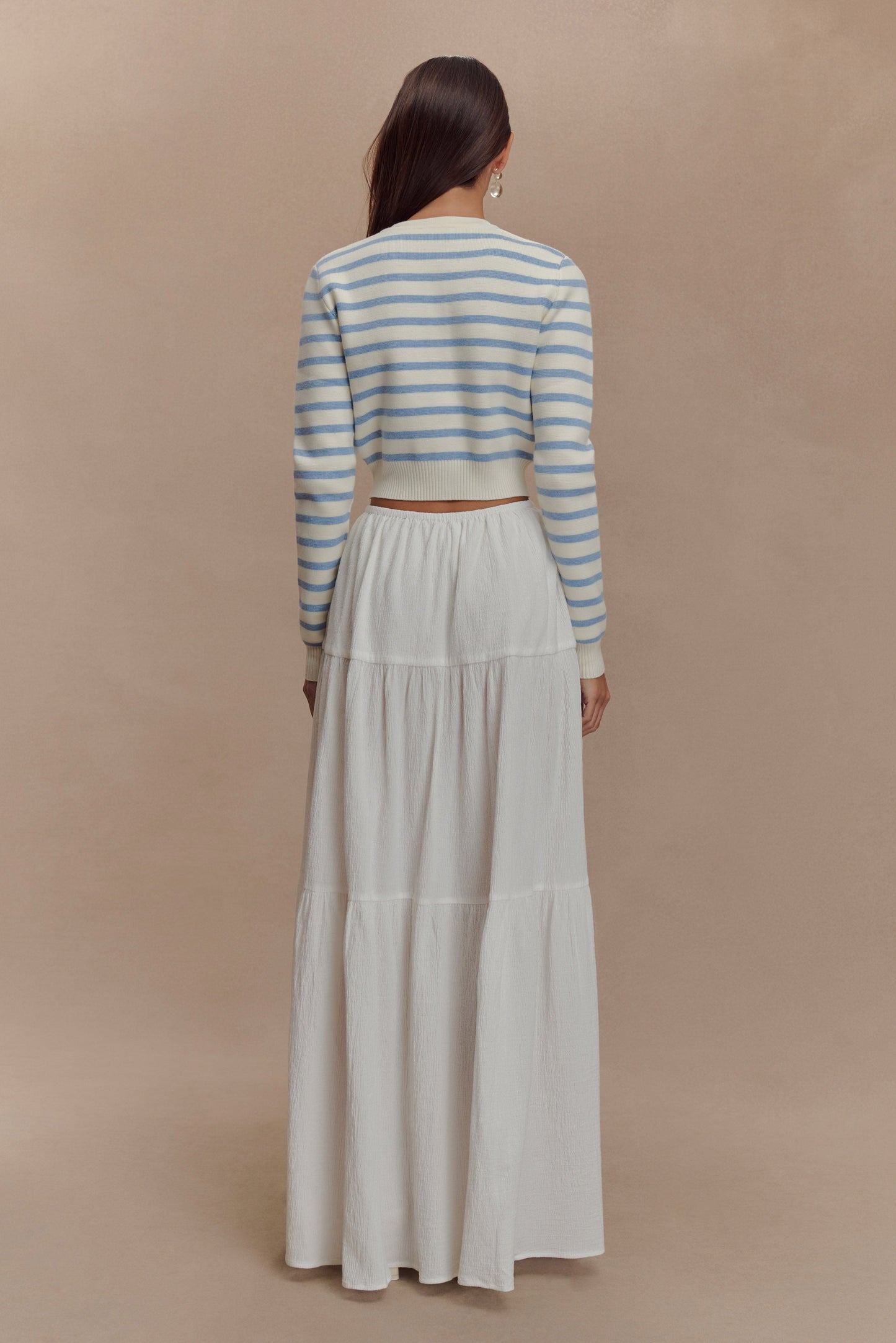 Cardigan en tricot rayé Tanner - Bleu clair/blanc
