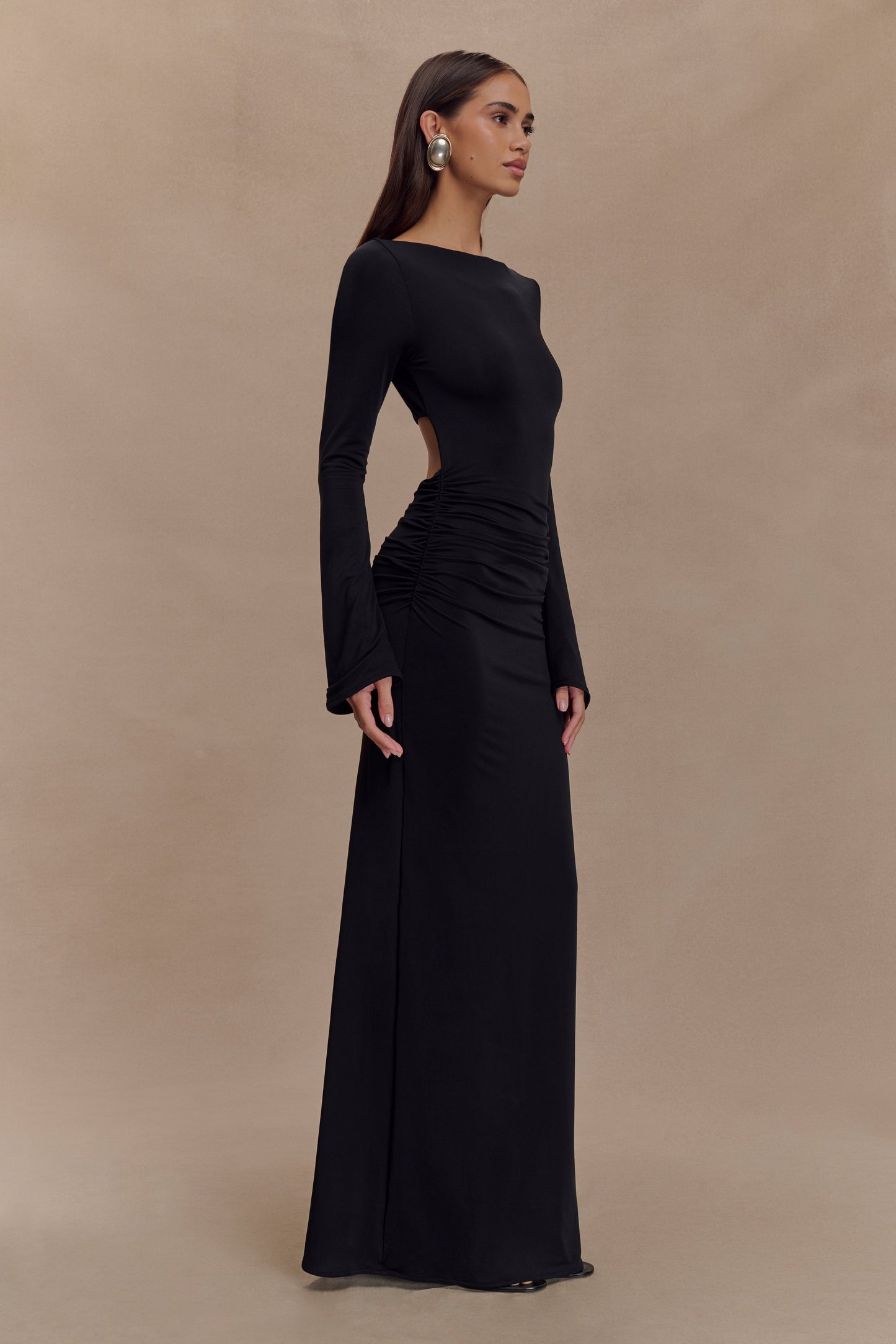 Robe Maxi Vienna en Mousseline à Découpes - Noir