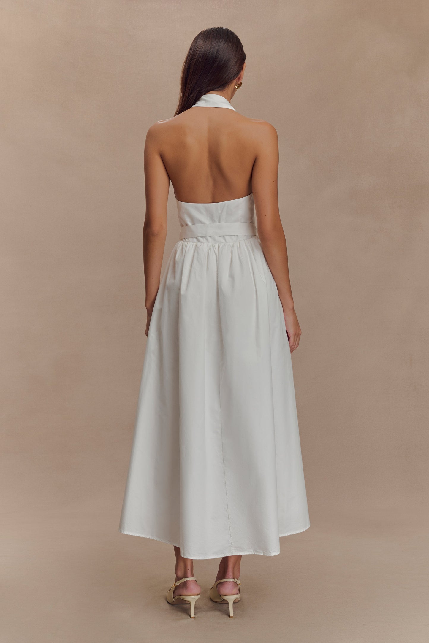 Robe midi à col montant Cindy - Blanc