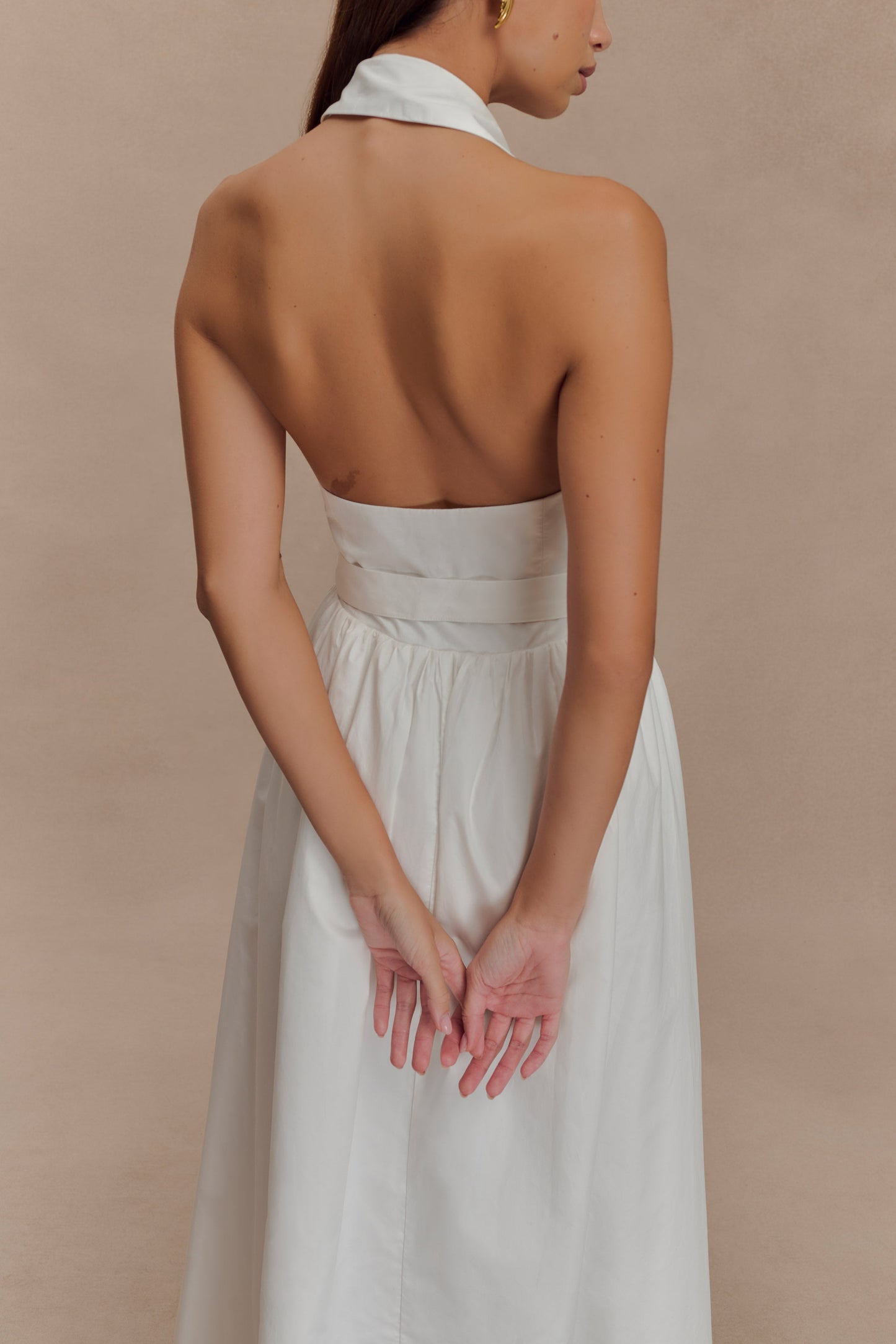 Robe midi à col montant Cindy - Blanc