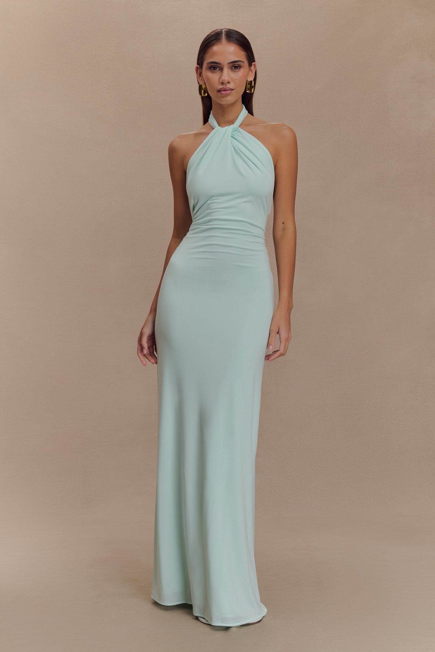 Robe Maxi Halter Élyna à Volants - Lagoon