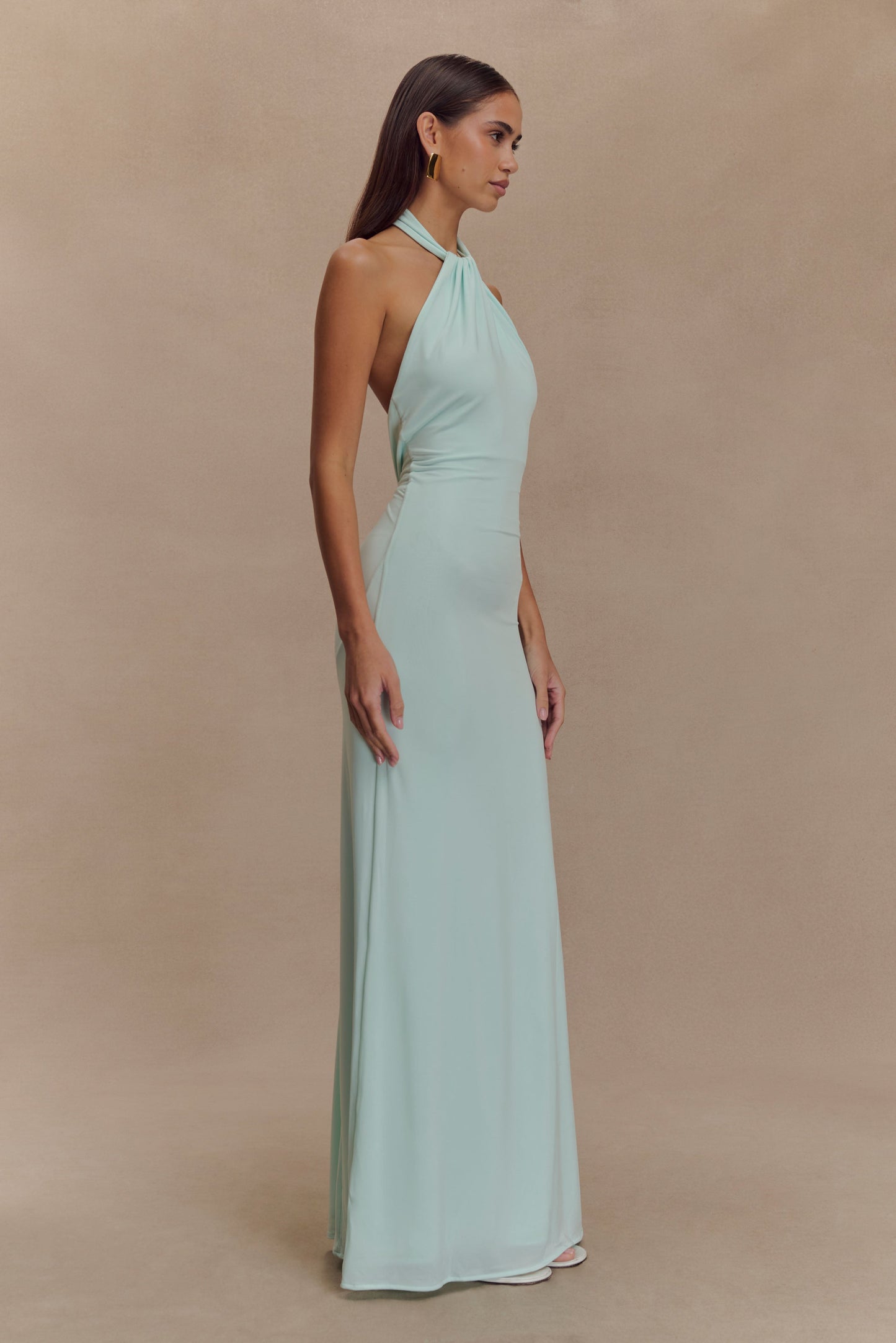 Robe Maxi Halter Élyna à Volants - Lagoon