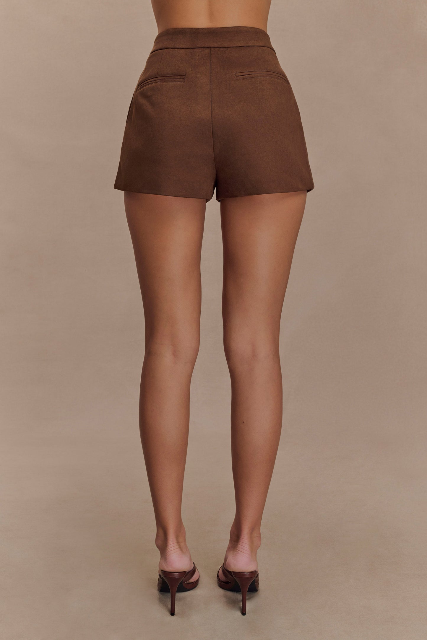 Sally Faux Suede Short - Chocolat au lait
