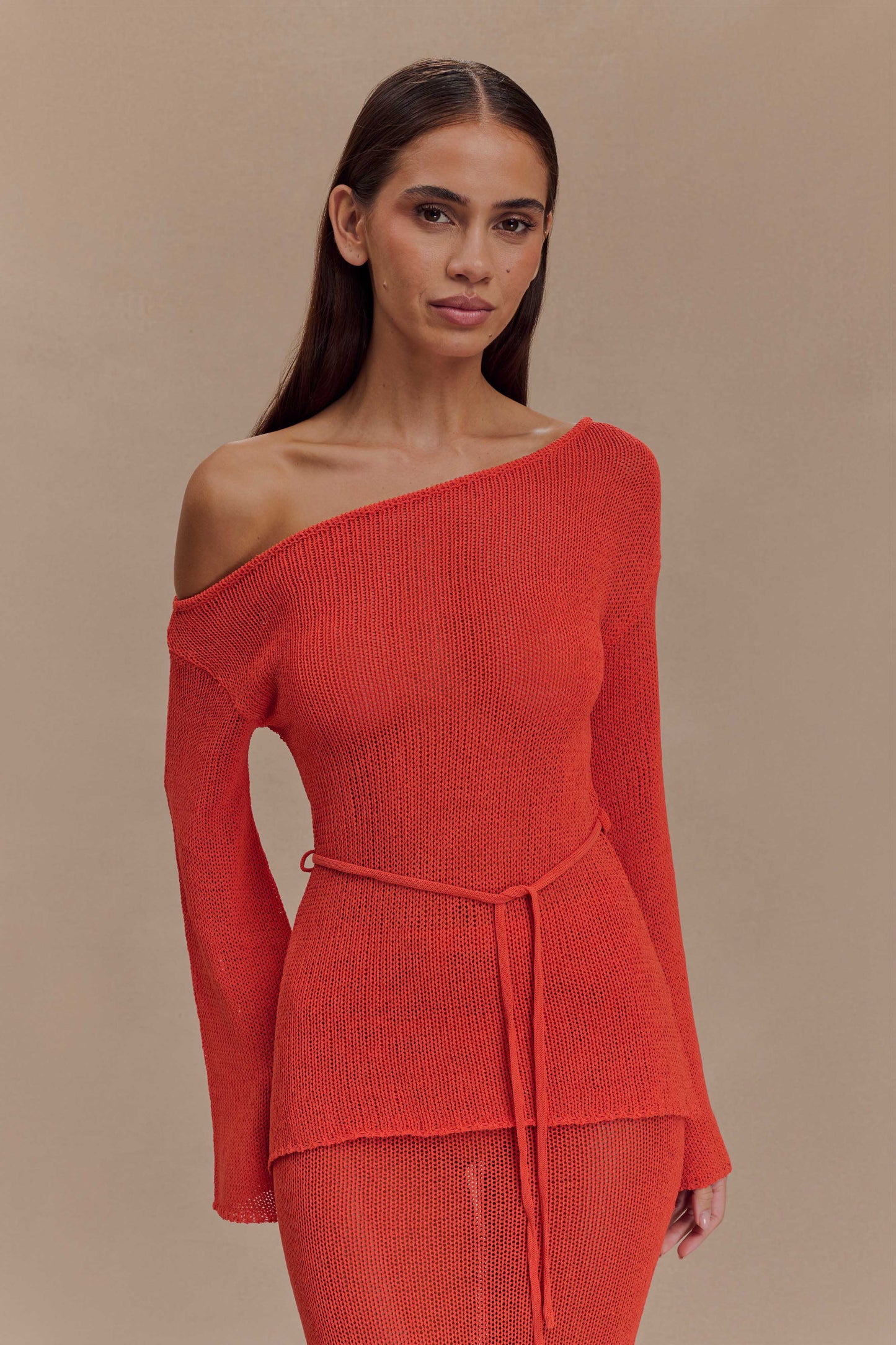 Reagan Haut en Tricot Décolleté Croisé - Orange
