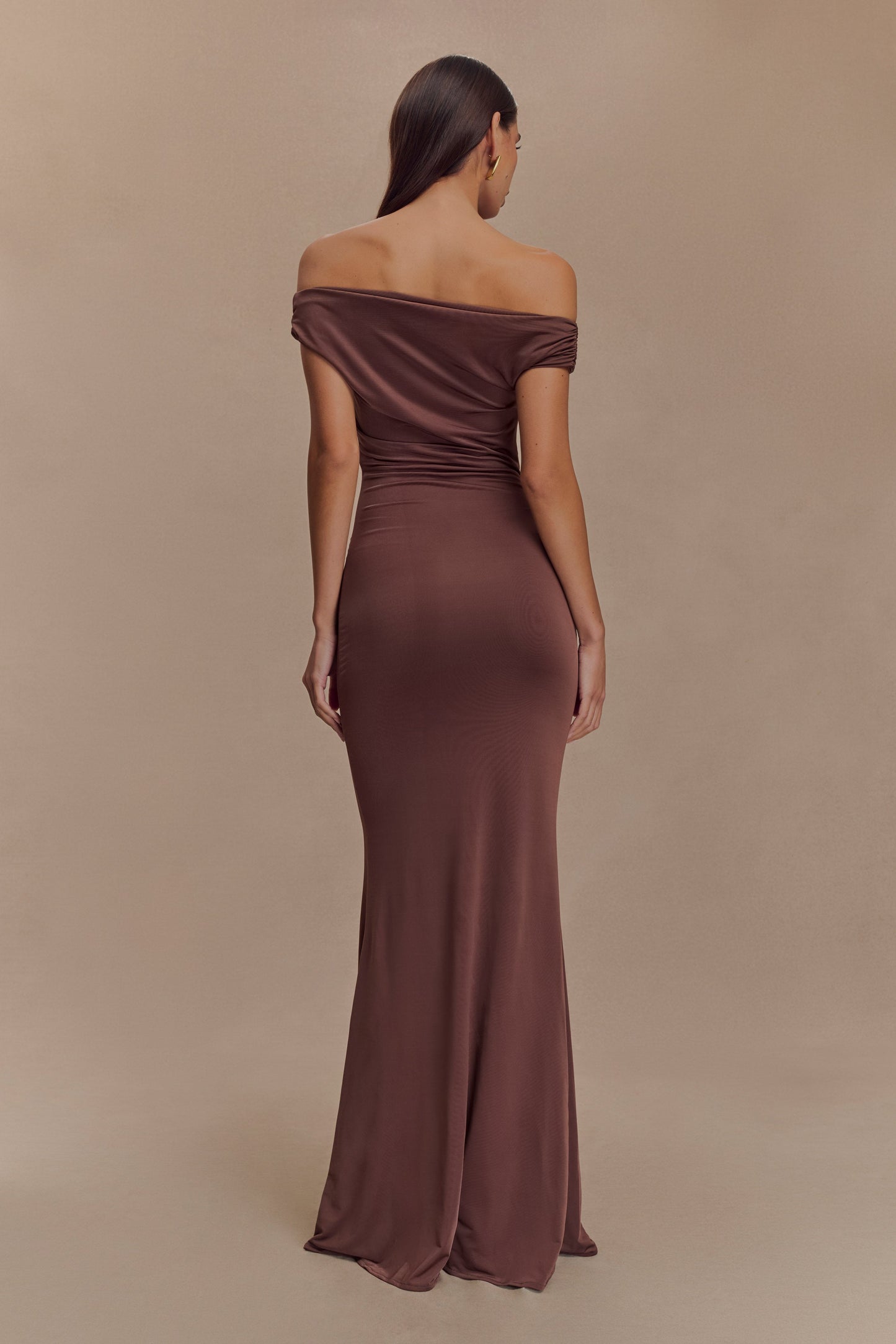 Robe Maxi Kinsley Slinky avec Fentes - Chocolat
