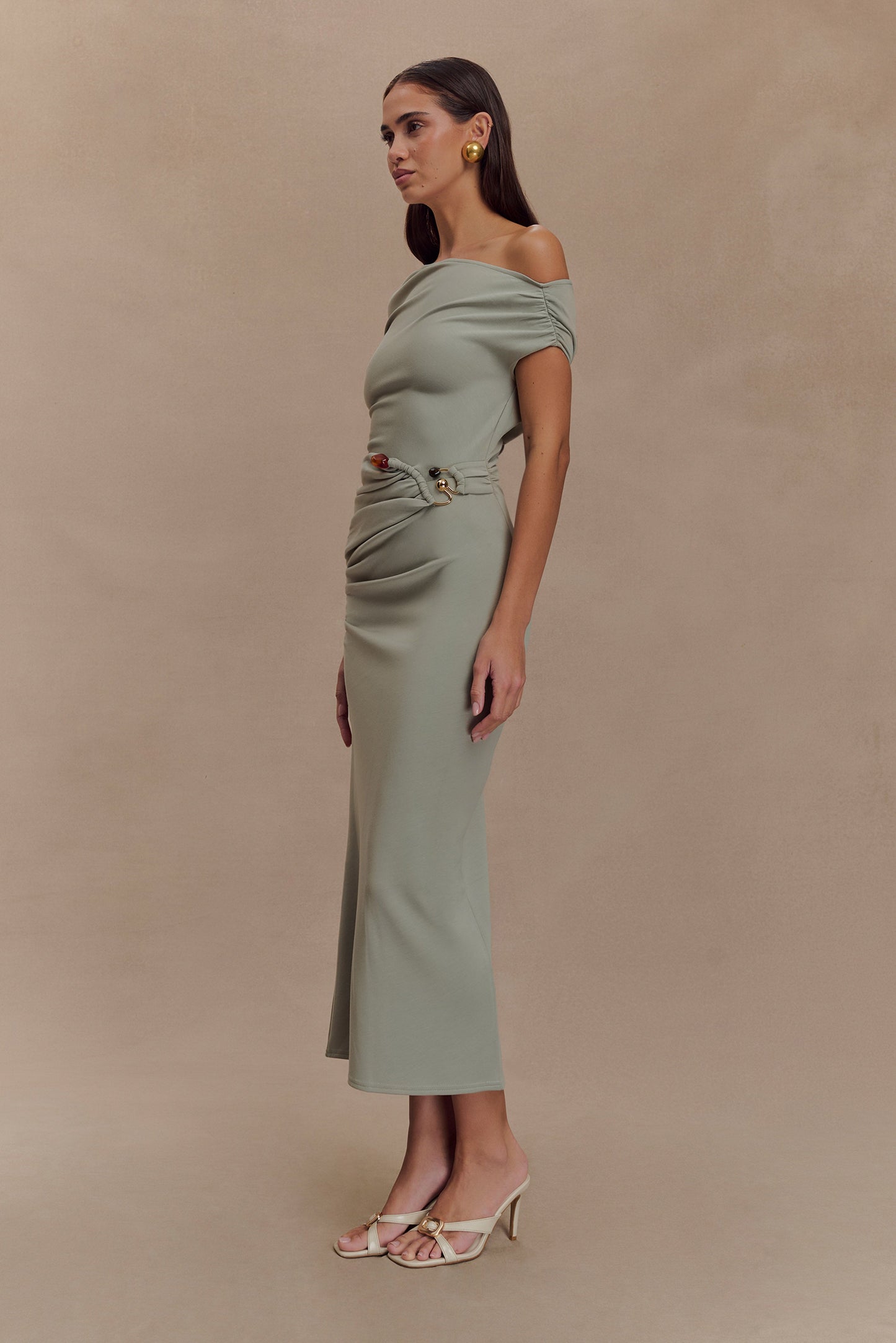 Robe midi en jersey scuba Kendra avec accessoires - SAGE