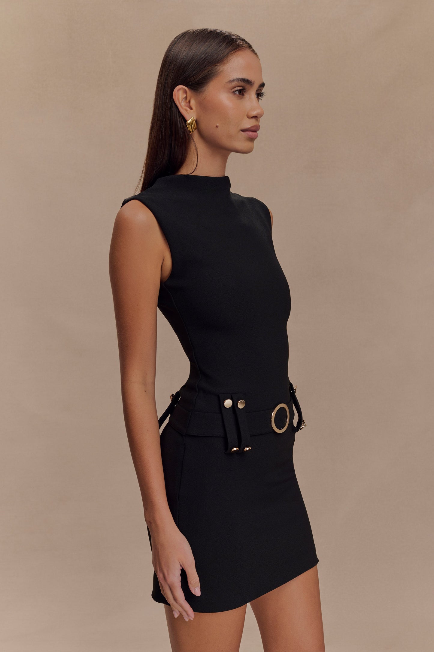Mini-robe en crêpe extensible Scheana - Noir