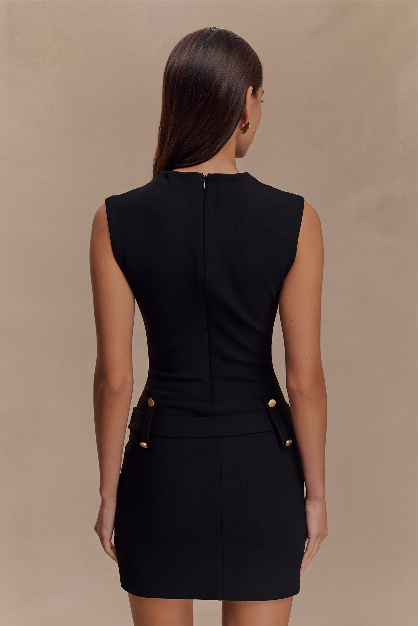 Mini-robe en crêpe extensible Scheana - Noir