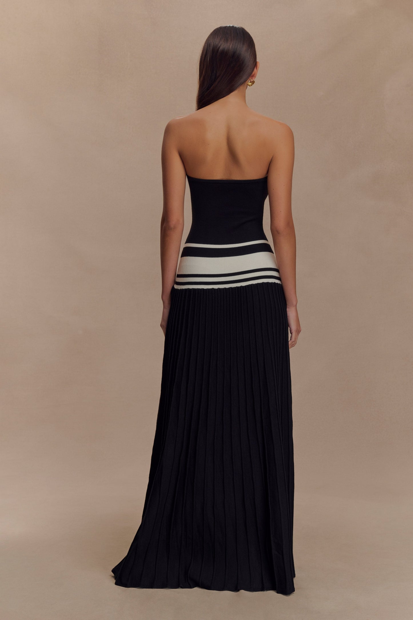 Robe maxi en jersey à bretelles contrastées Solaris - Noir/Blanc